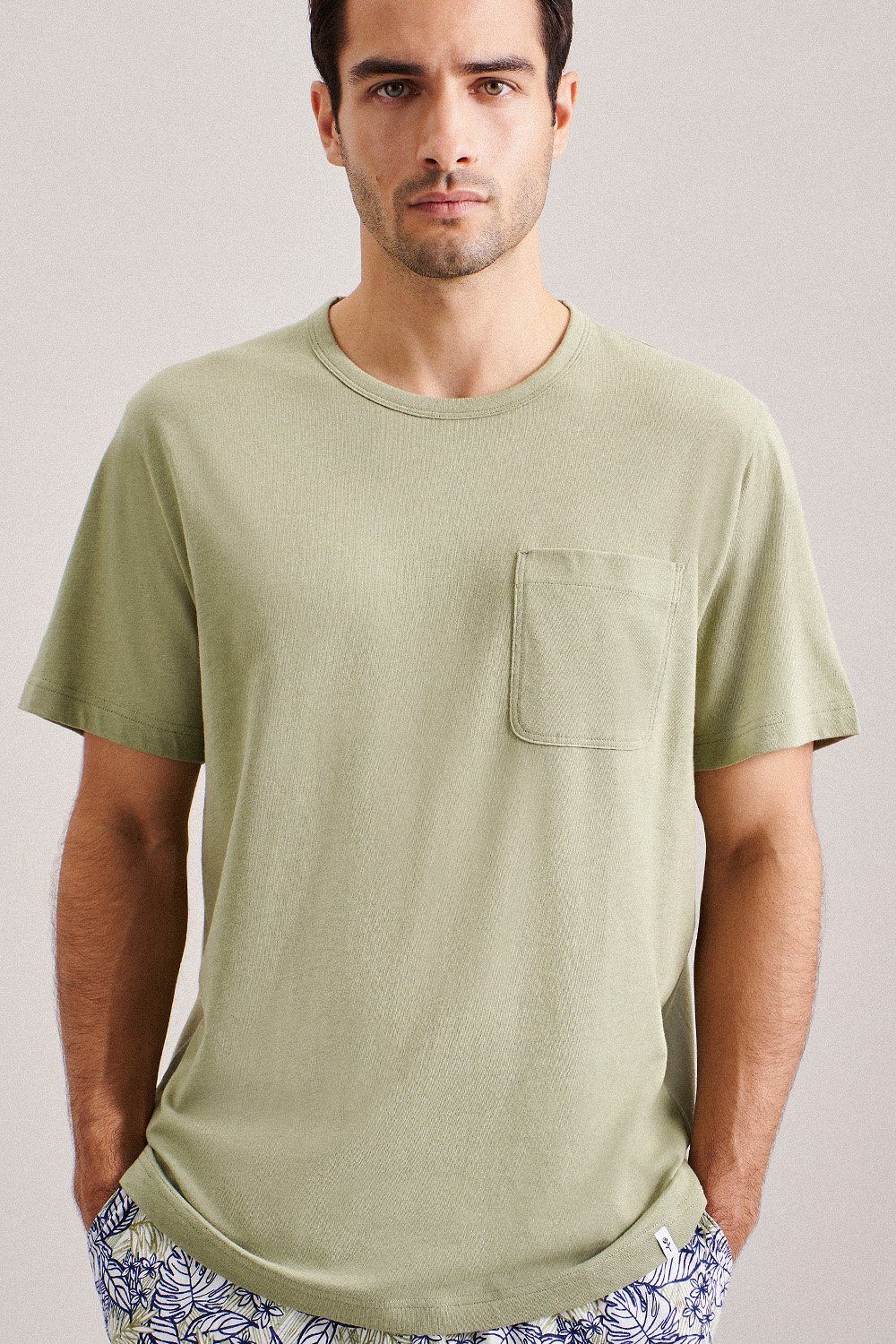 seidensticker Kurzarmshirt T-Shirt 106750 leaf melange