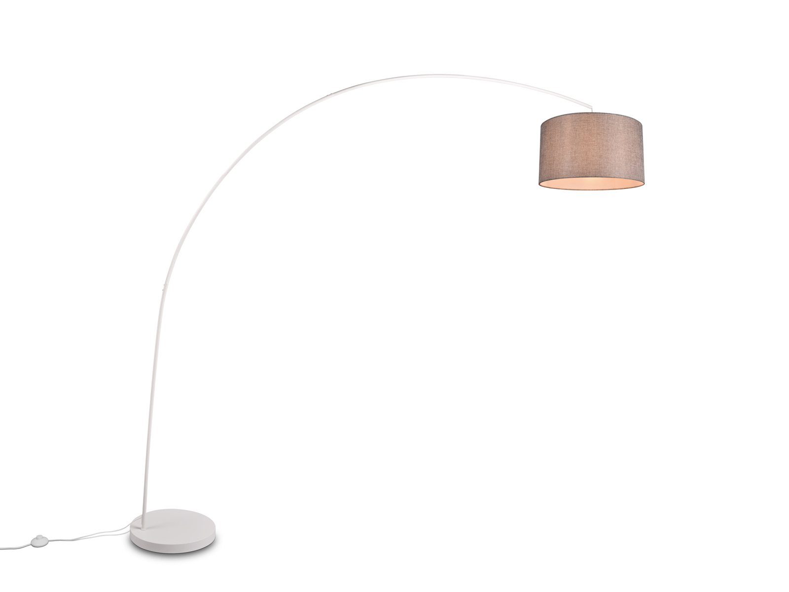 Höhe meineWunschleuchte Grau - LED Bogen-stehlampe dimmbar, Dimmfunktion, Esstisch gebogen, Warmweiß, Grau Bogenlampe, wechselbar, LED 210cm, Weiß Bauhaus