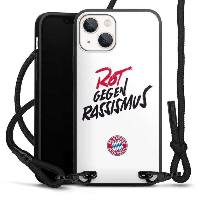 DeinDesign Handyhülle FC Bayern München FCB Rot gegen Rassismus FCB Rot gegen Rassismus Apple iPhone 13 Mini Premium Handykette Hülle mit Band Cover mit Kette AV10291