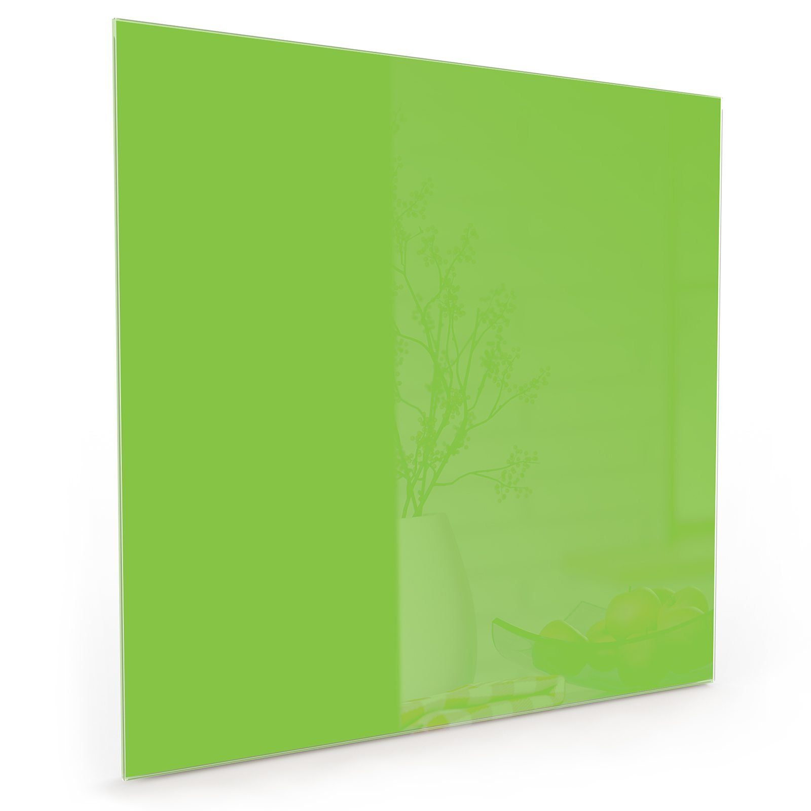 Primedeco Küchenrückwand Spritzschutz Glas Hellgrüner Hintergrund