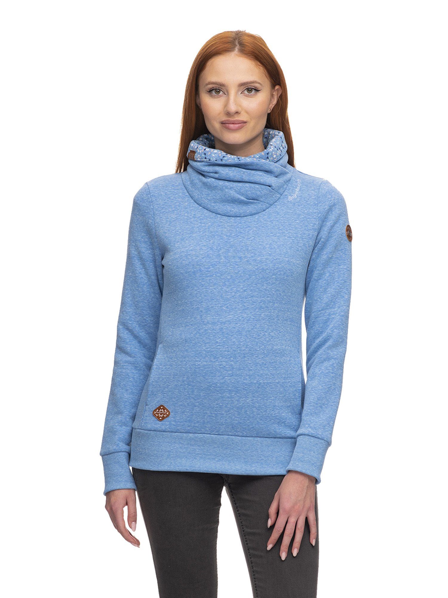 ANABELKA blau Sweatshirt Ragwear Pullover Stehkragen und mit (1-tlg) Sweatshirt