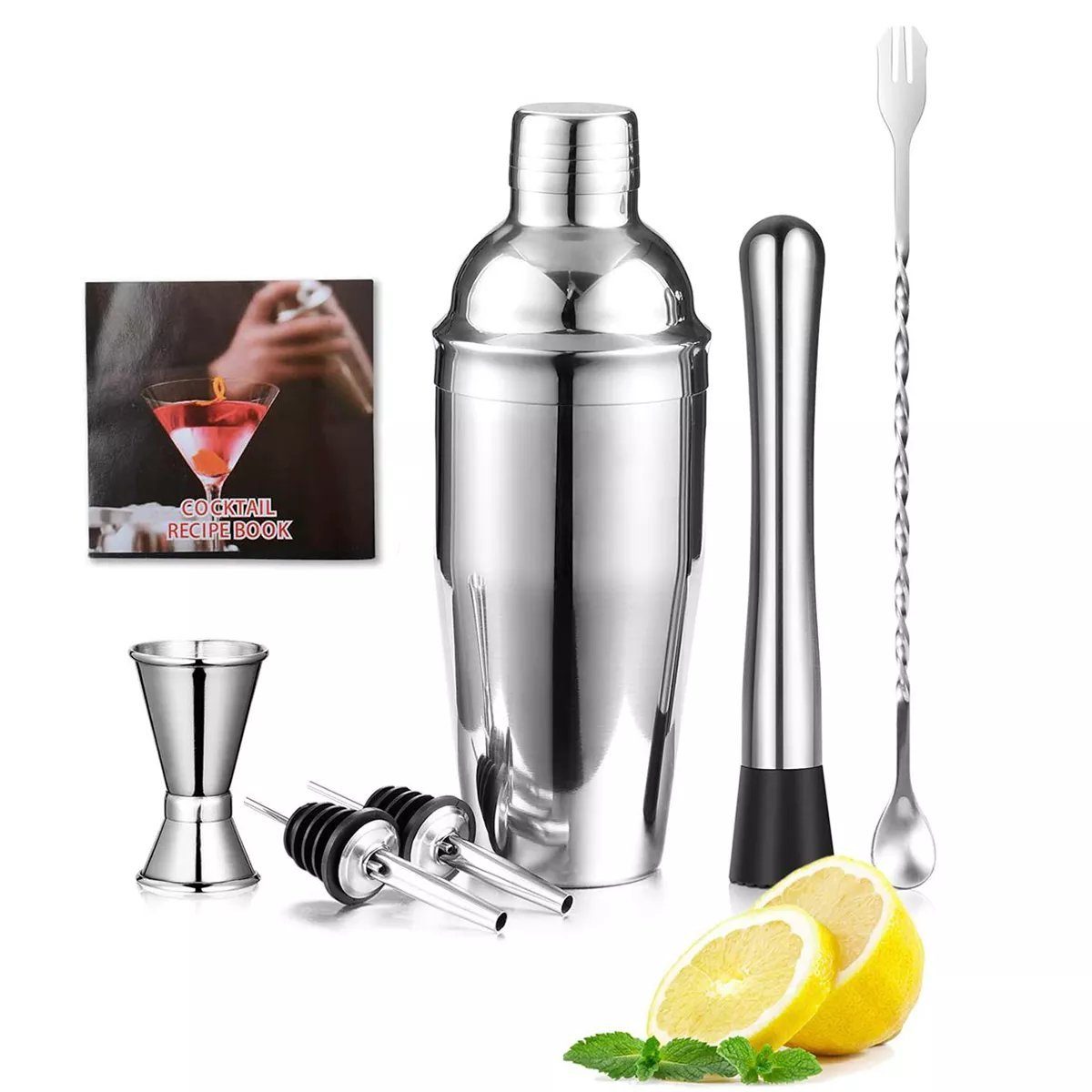 Cocktail Shaker Cocktail-Set, Cocktail-Shaker, Shaker-Set, 7-tlg SilberbBar Zubehör