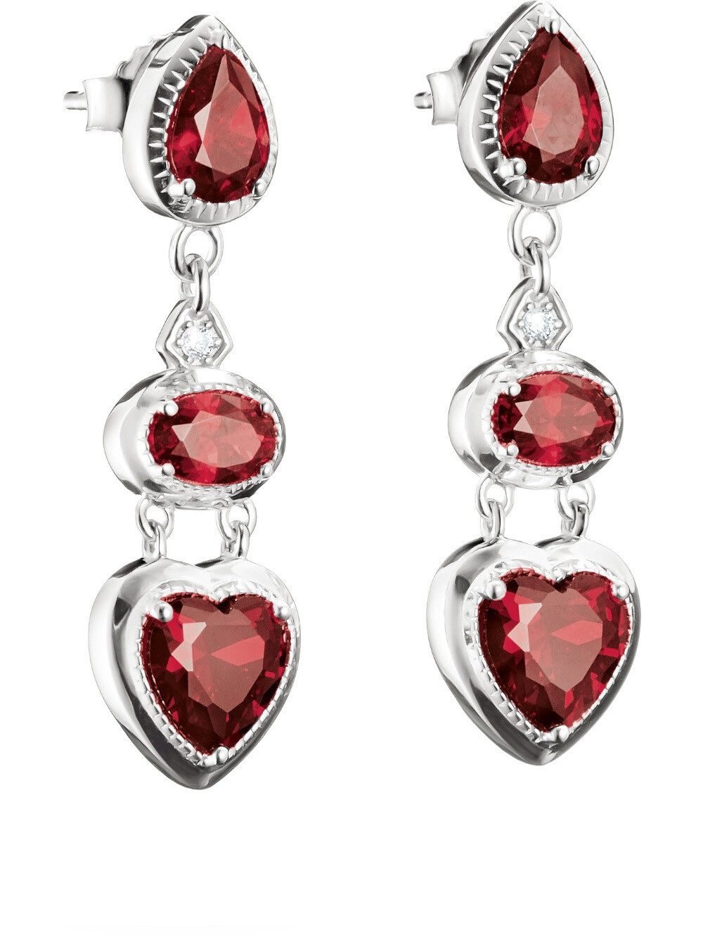 THOMAS SABO Ohrhänger-Set Thomas Sabo H2341-051-10 Ohrringe Herz Granatrot Elyndra 34,0 mm Damen