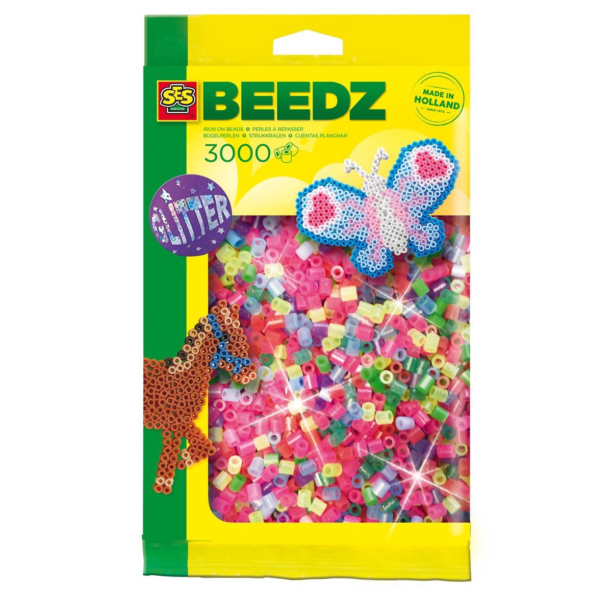 SES Creative Bügelperlen SES CREATIVE Bügelperlen BEEDZ Glitter Mix 3000 Stück