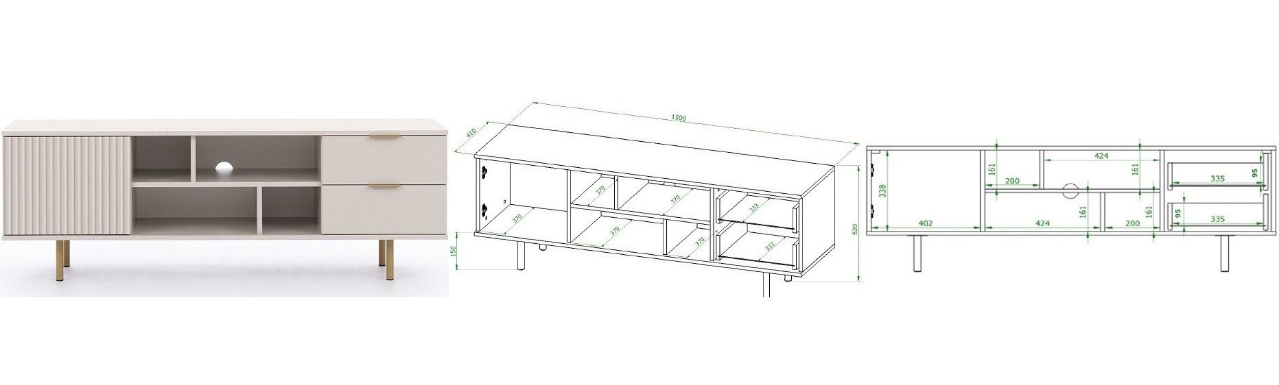 Marmex Möbel TV-Board NUBIA 06 TV Schrank Lowboard modern für Wohnzimmer
