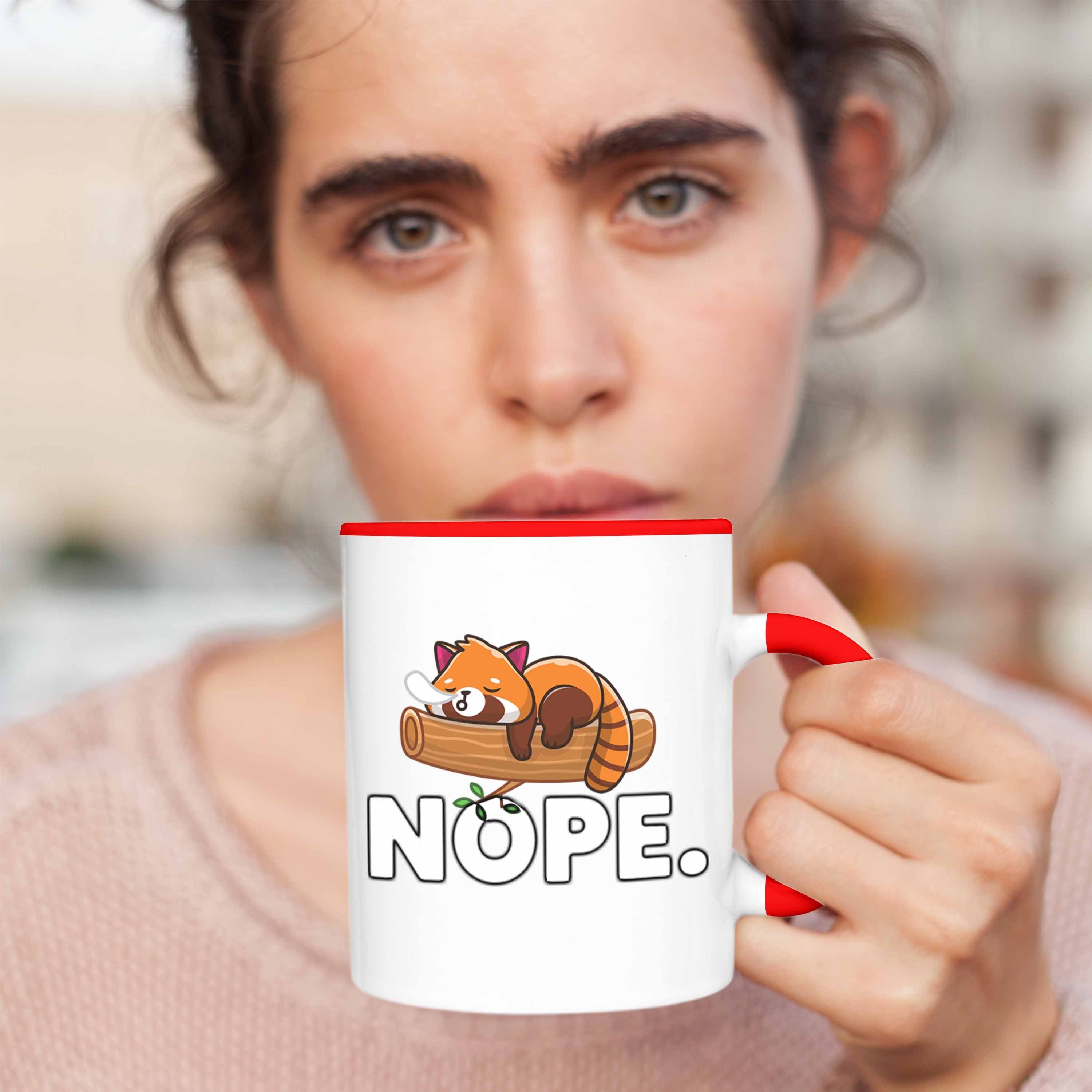 Kinder Trendation Fauler Lustige Tasse Trendation Roter Musik Panda Mädchen für Tasse - Nope Jungs Grafik Geschenkidee