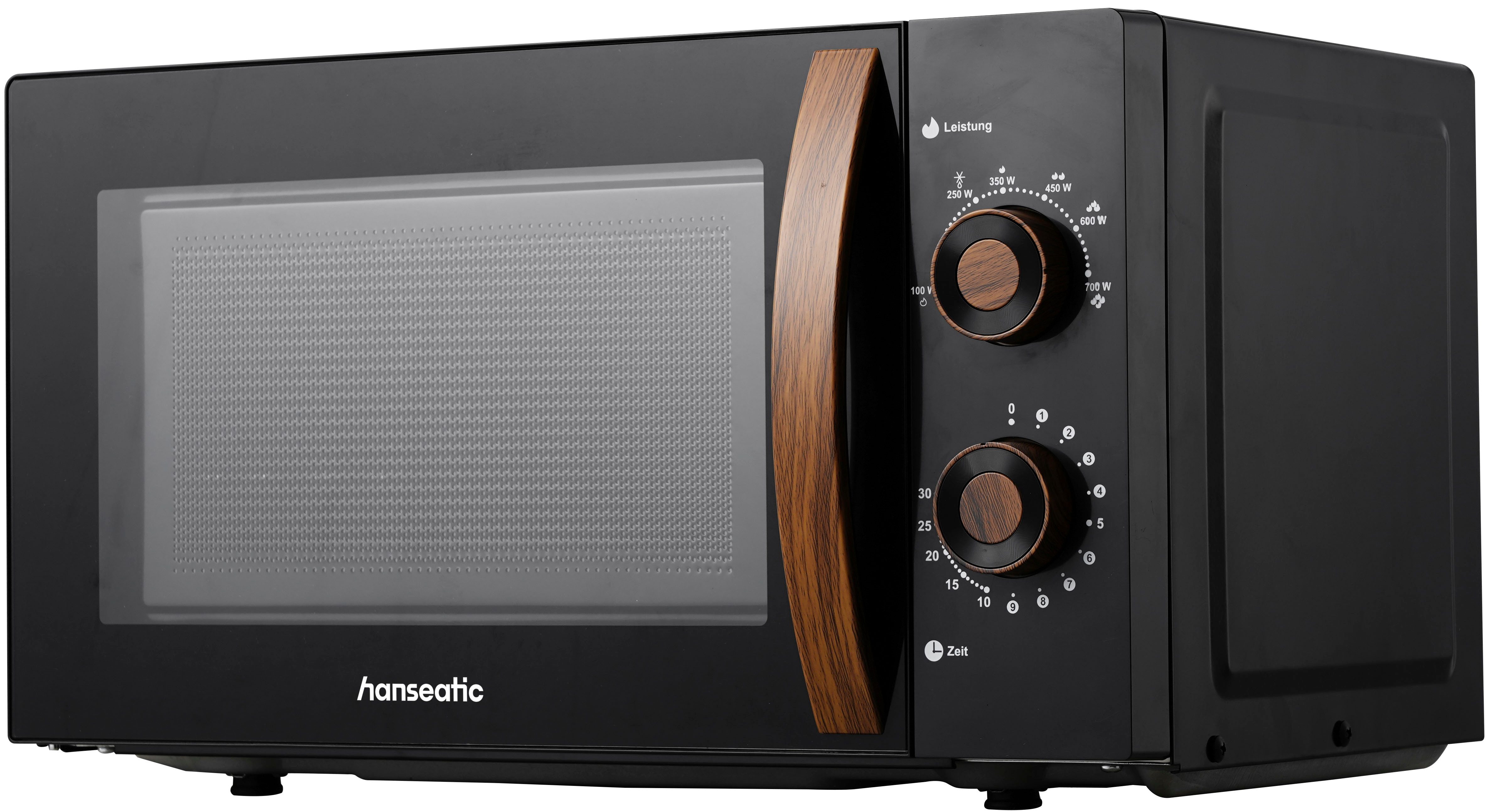 Hanseatic Mikrowelle SMH207WSH-P, schwarz, Mikrowelle, 20 l, Auftaufunktion, 6 Leistungsstufen