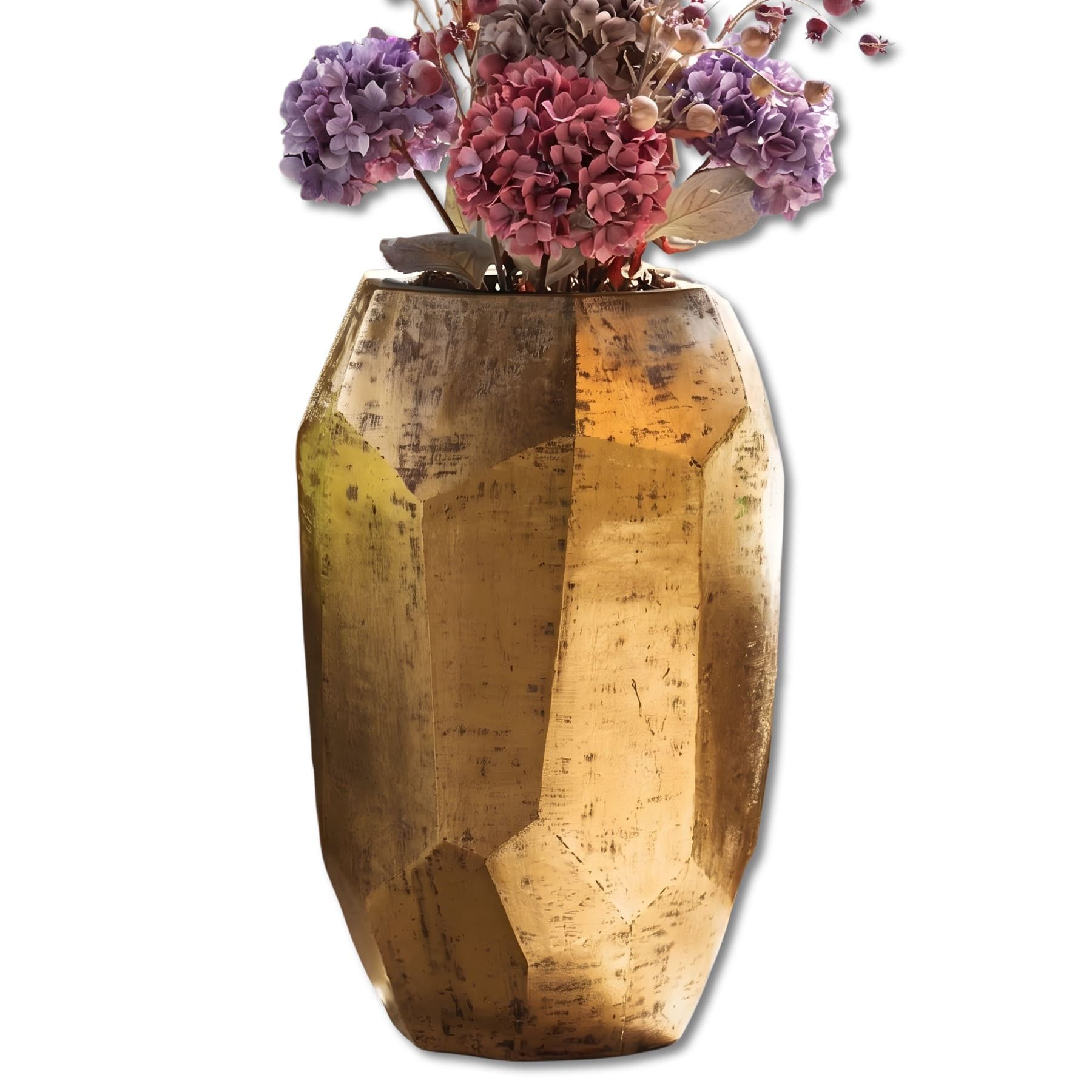 Dekoleidenschaft Übertopf "Gold" XXL Blumentopf groß, Ø 48 x 75 cm hoch, mit Pflanztopf, Blumenkübel, Pflanzgefäß, Blumenübertopf, Blumensäule