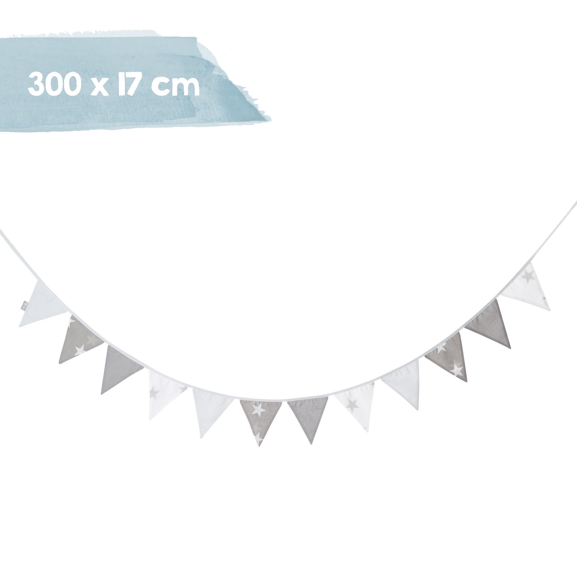 roba® Wimpelkette 12 Wimpel (2m), Länge Kette 3m, Baby- & Kinderzimmer