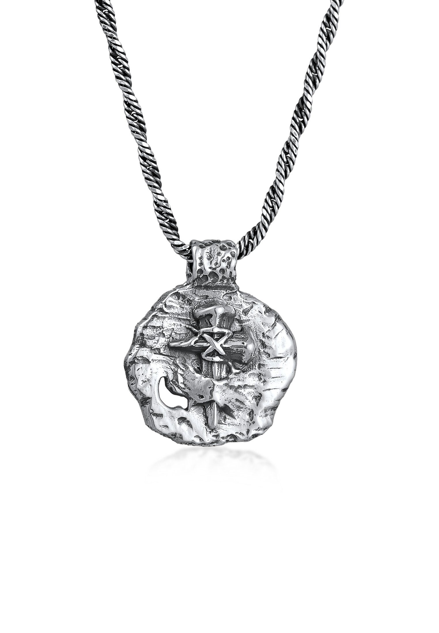 Kuzzoi Kette mit Anhänger Herren Münze Antik Kreuz 925 Silber, Münze günstig online kaufen