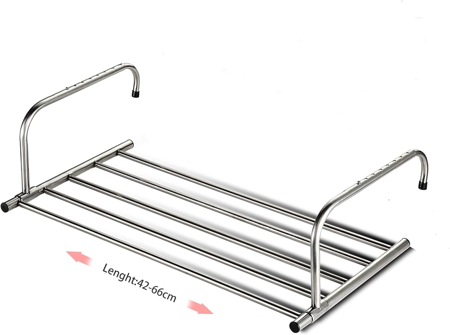 LA CUTE Heizungs- und Balkonwäschetrockner Рама для сушки білизни ausziehbar, Edelstahl, platzsparend, flexibel. 42-66cm, Ausziehbarer Edelstahl-Wäscheständer, flexibel, platzsparend, stabil.