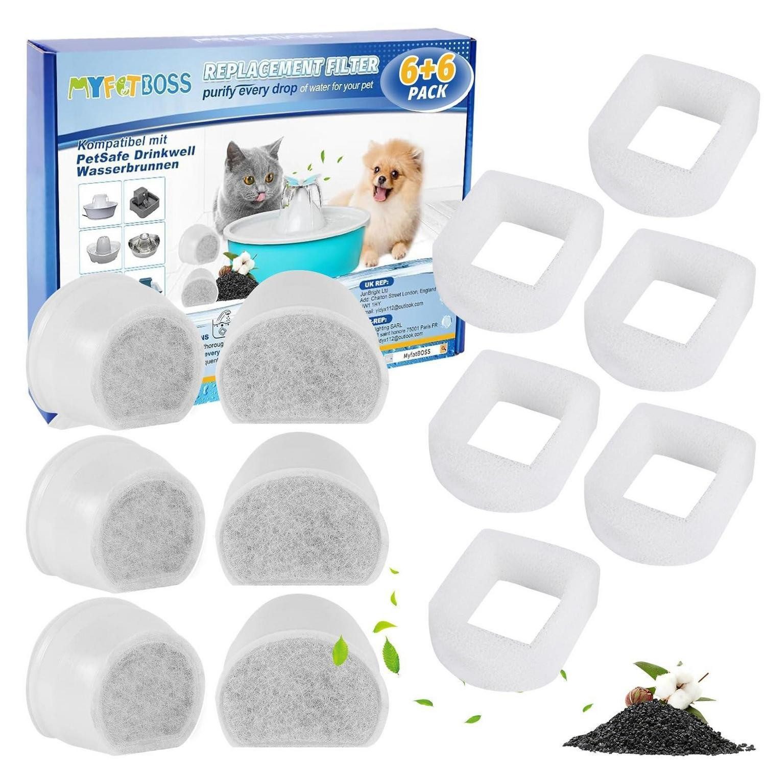 LuxusKollektion Trinkbrunnen Wasserfilter Set 12tlg. Keramik/Aktivkohle