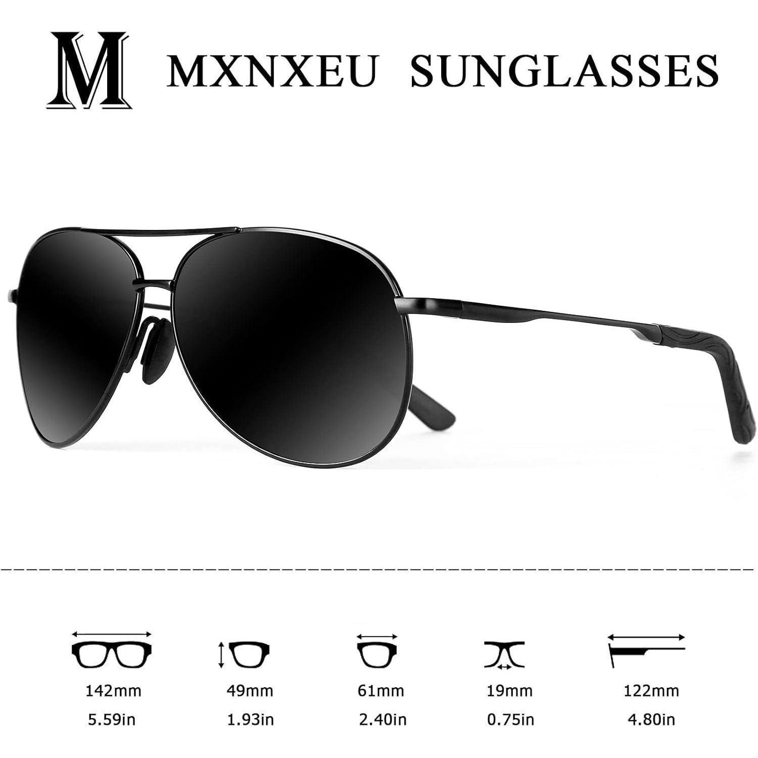 LuxusKollektion Pilotenbrille Sonnenbrille Herren Polarisiert UV400 Fahrerbrille Schwarz Schwarz – Bild 4 von 5