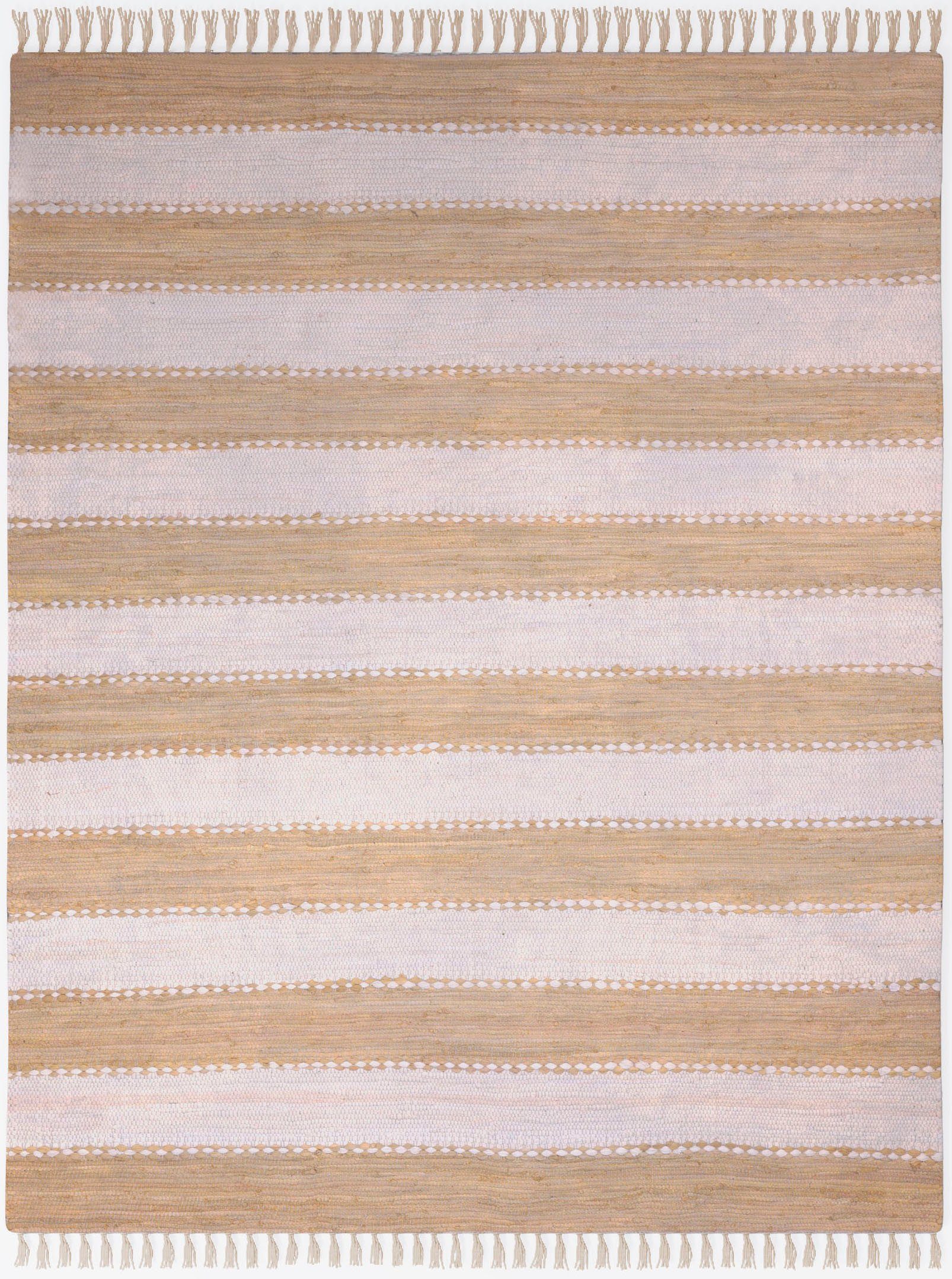 Teppich Karim, Myflair Möbel & Accessoires, rechteckig, Höhe: 10 mm, Handweb Teppich, gestreift, 90% Baumwolle, handgewebt, mit Fransen