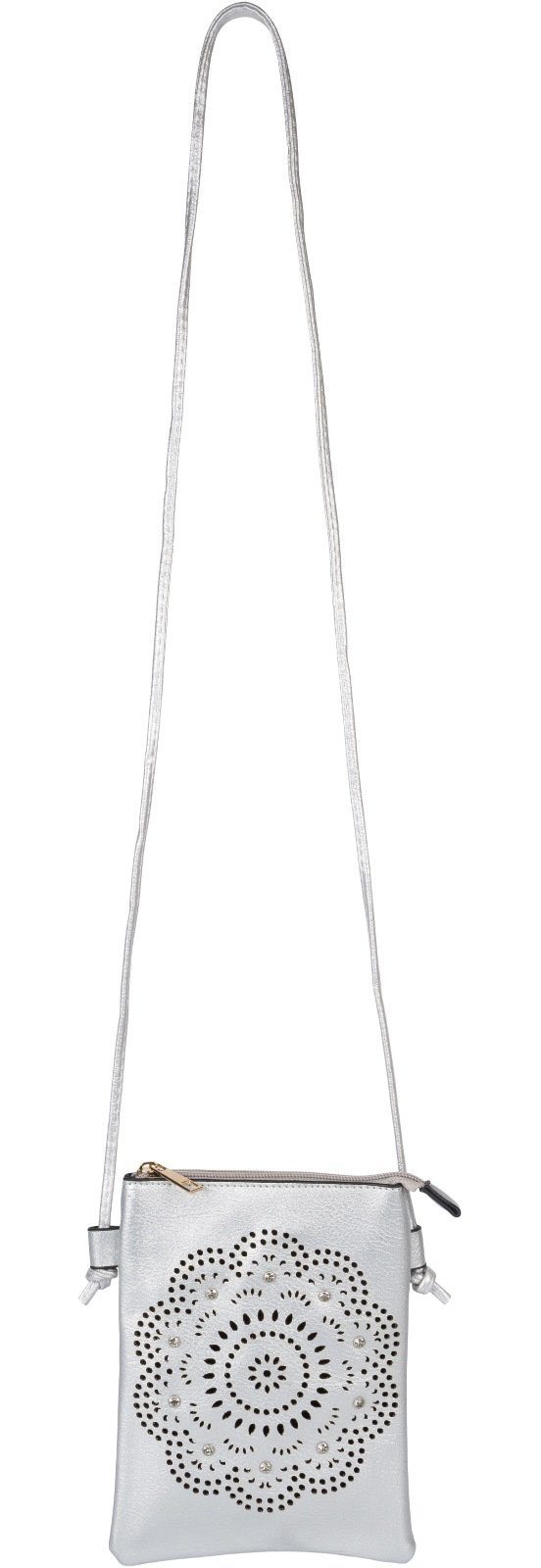 styleBREAKER Mini Bag Mini Umhängetasche Blumen Cutout und Strass (1-tlg)