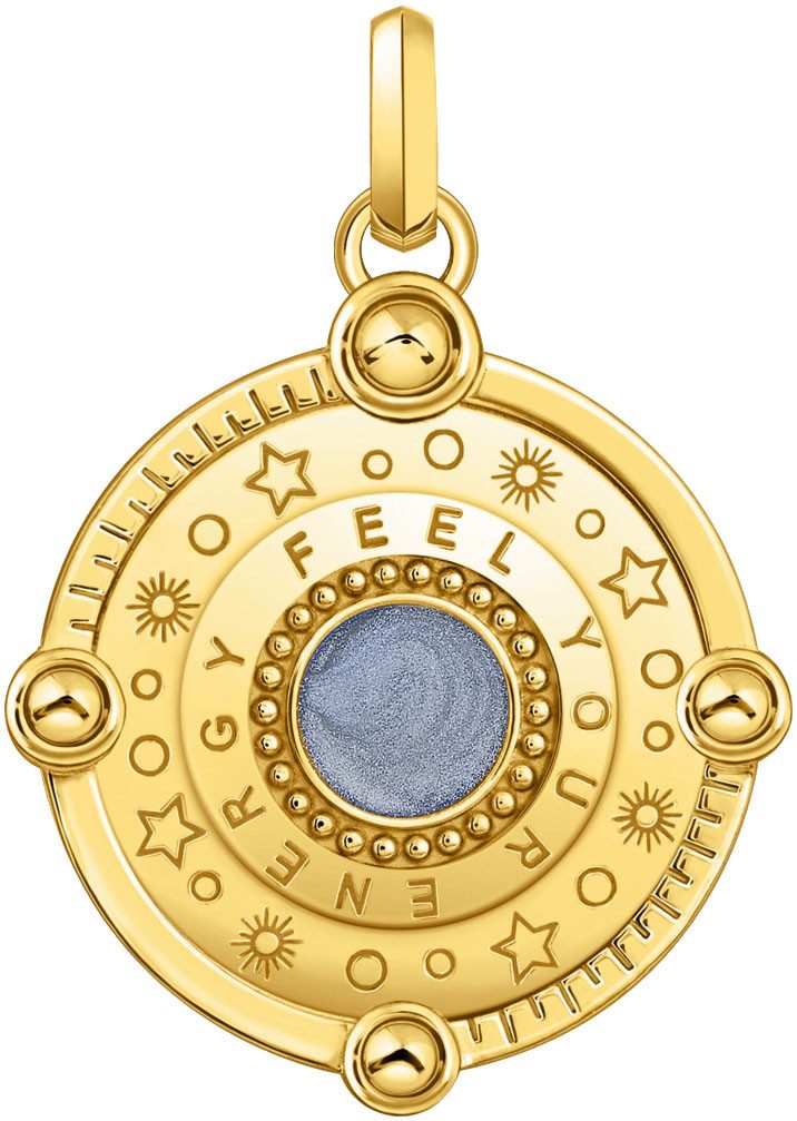 THOMAS SABO Kettenanhänger blau mit Sonne und bunten Steinen, mit Glas-Keramik Stein, Korund (synth), Zirkonia (synth)