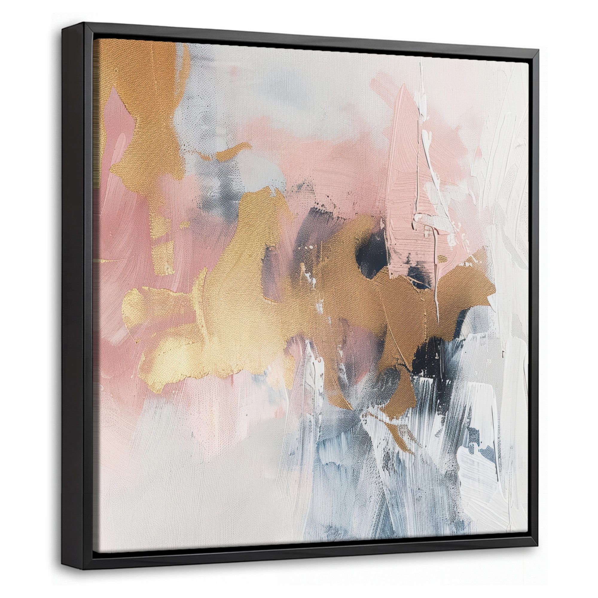 OnlyWow Leinwandbild mit Rahmen - Abstrakt - Pastellfarben - Gold - Modern - Ästhetisch, Fotodruck (1 St), Leinwand Bilder Klein, Wand Dekoration Aesthetic 20x20cm