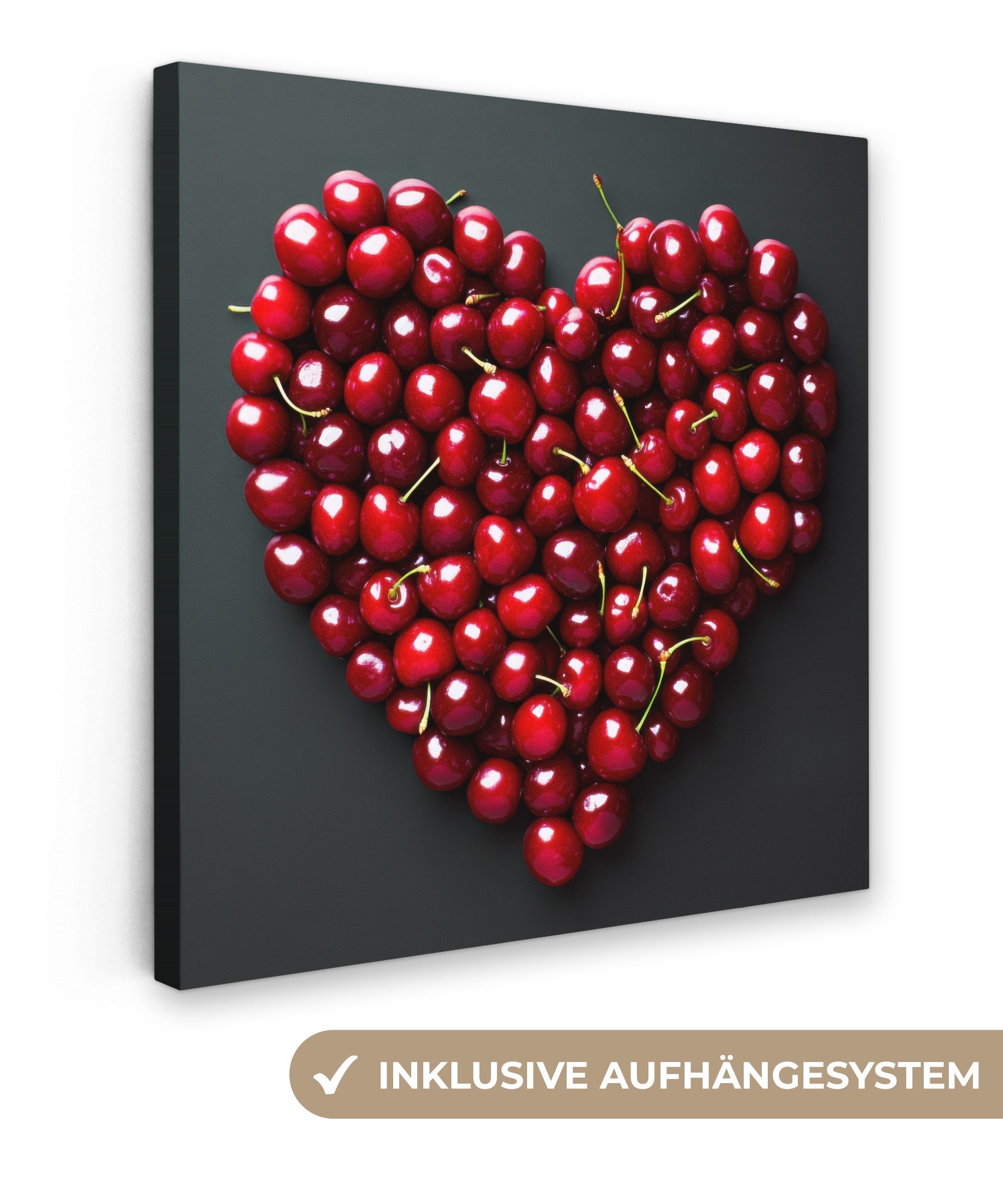 OneMillionCanvasses® Leinwandbild Kirsche - Herz - günstig online kaufen