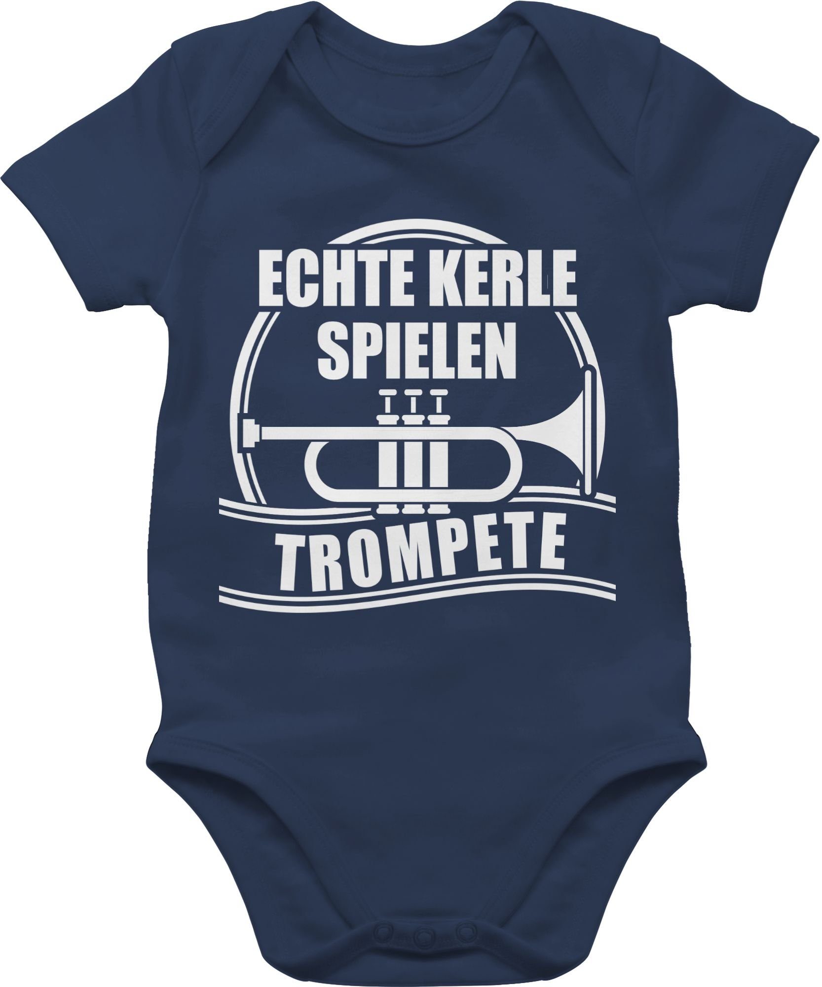 Shirtracer Shirtbody Echte Kerle spielen Trompete Sprüche Baby 1 Navy Blau | Shirtbodies