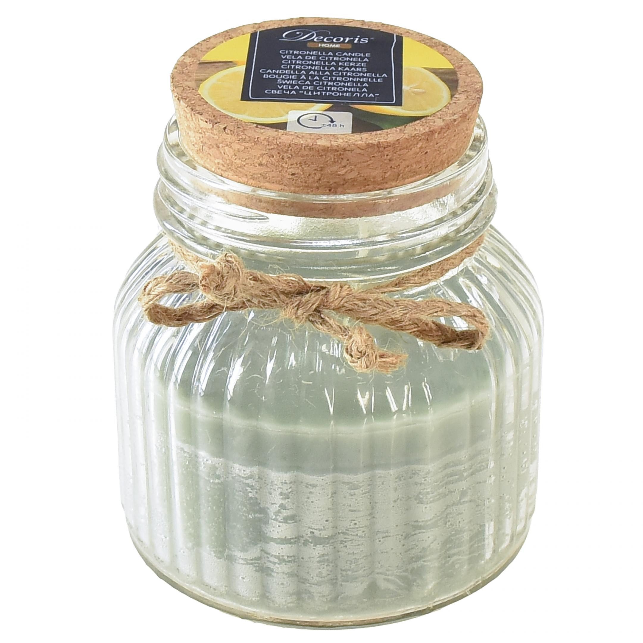 Florists Products Duftkerze Duftkerze im Glas mit Citronella und Korkdeckel Retro-Chic