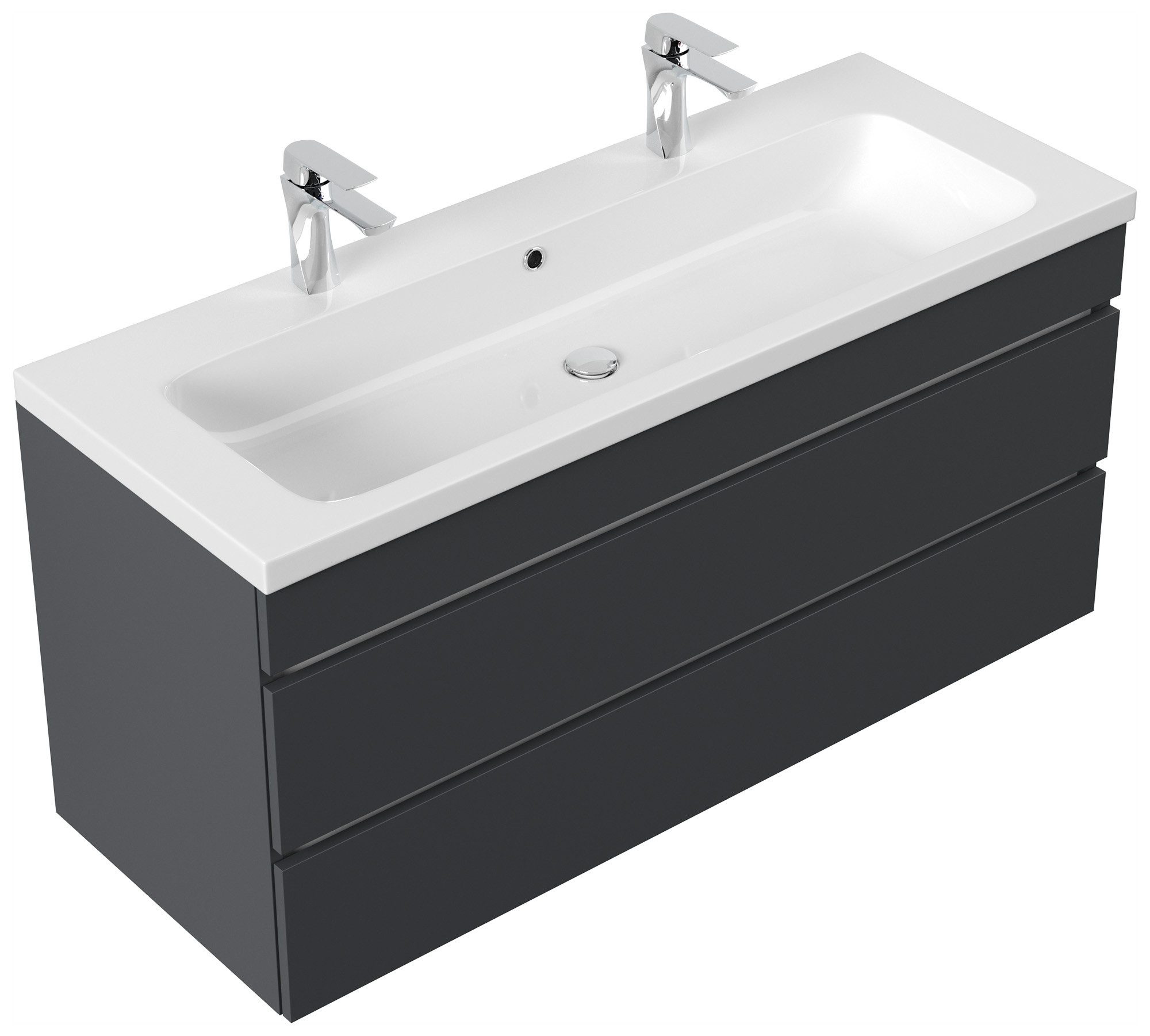 Magnolia Home Doppelwaschtisch Badmöbel Via 120 Doppelbadmöbel grafit mit grifflosen Schubladen