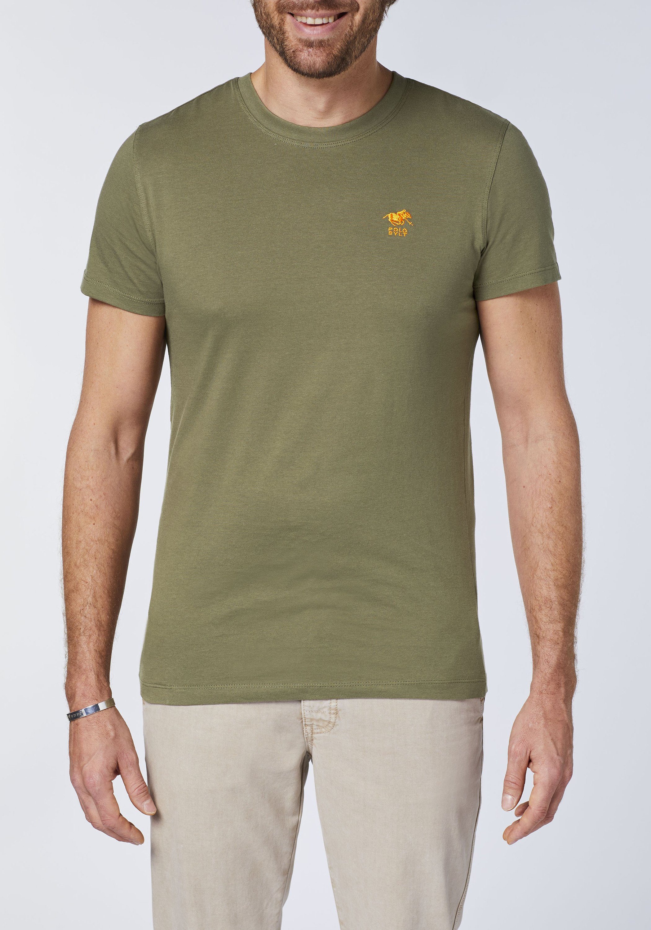 mit Polo T-Shirt 18-0521 Logo-Symbol Burnt Olive gesticktem Sylt