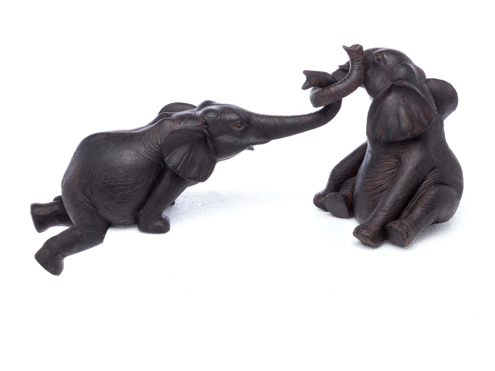 Aubaho Dekofigur Elefantenpaar aus Kunstharz Elefant Figur Skulptur sculpture elephant