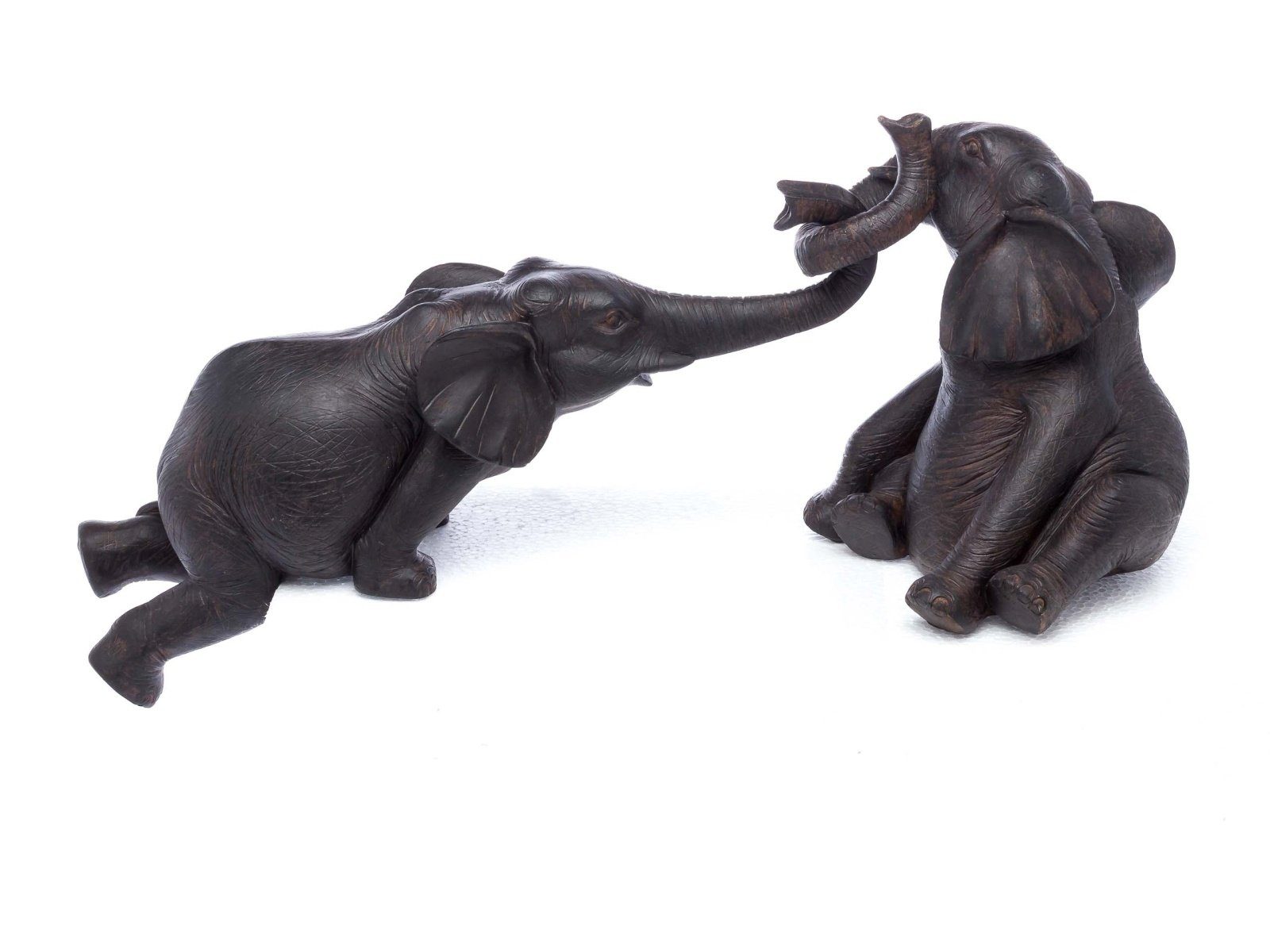 Aubaho Dekoobjekt Elefantenpaar aus Kunstharz Elefant Figur Skulptur sculpture elephant