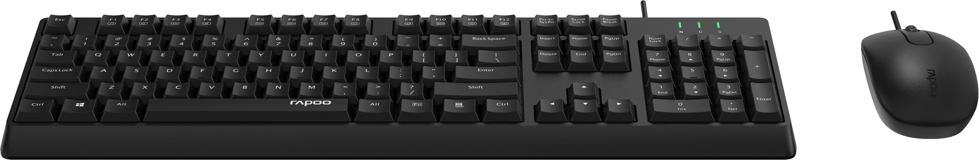 Rapoo NX1500 DE Kabel-Set, Maus & Tastatur, Ergonomisches Tastatur- und Maus-Set, Effizientes Duo für Büro & Zuhause