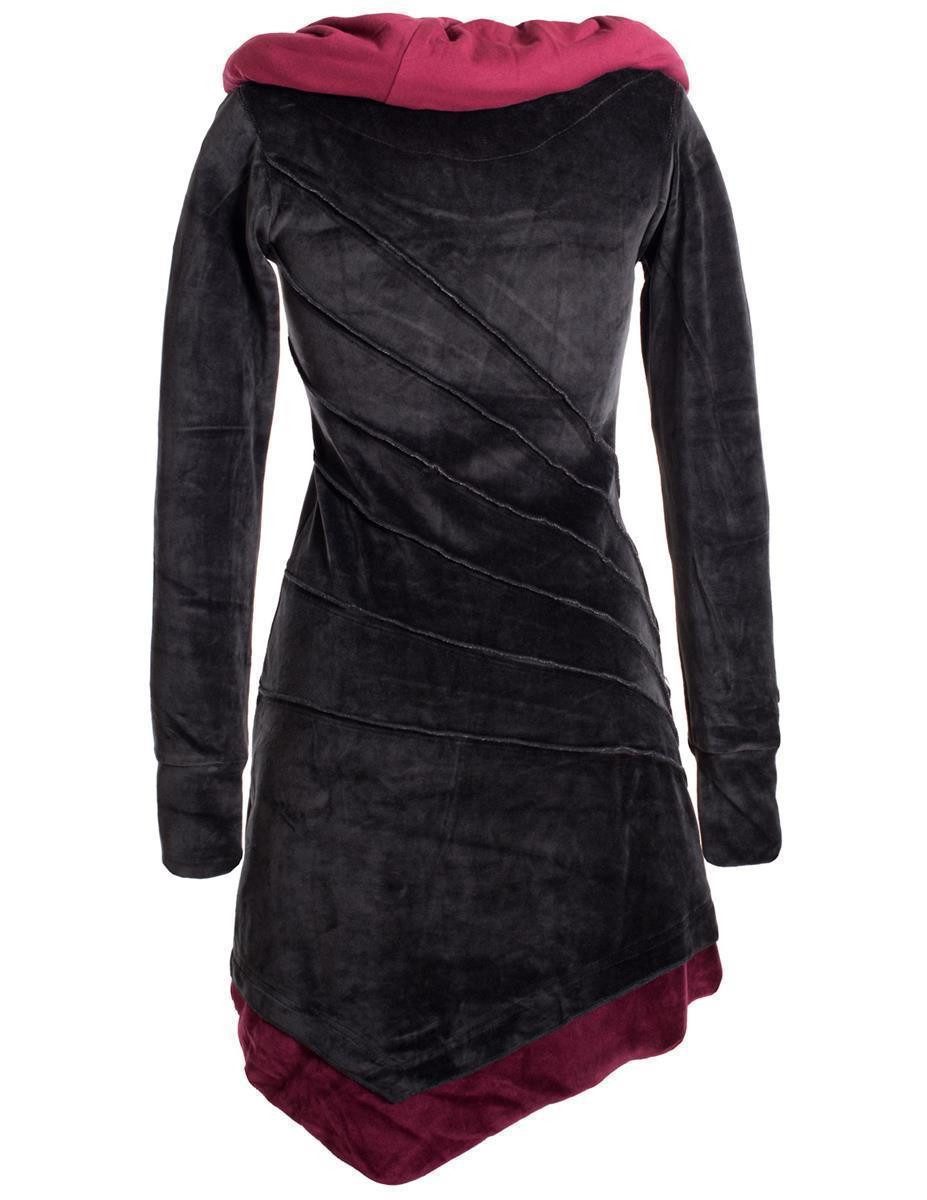 Vishes Zipfelkleid Asymmetrisches Patchwork Samtkleid Schalkragen günstig online kaufen