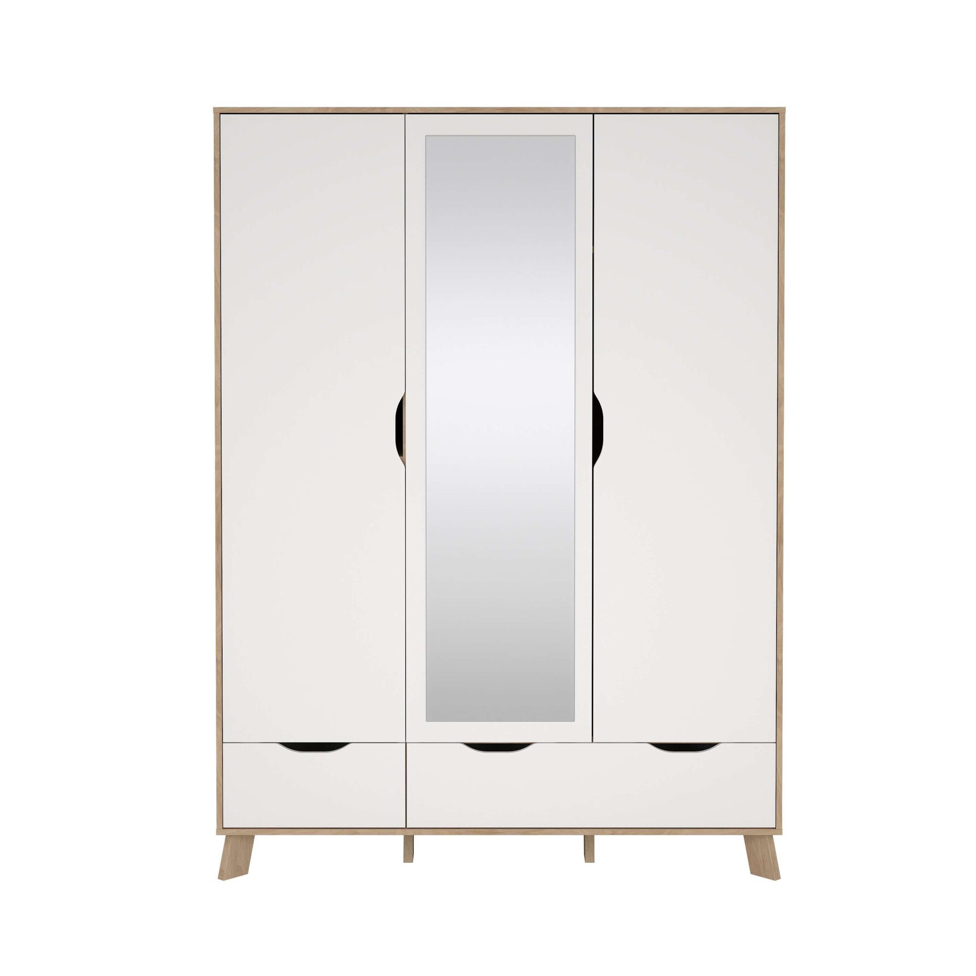 Home affaire Kleiderschrank Ikast Drehtürenschrank, Spiegeltür, Aufbewahrung, Schrank, Stauraum 1 Spiegeltür, 2 Türen, 3 Schubladen, Höhe 201 cm, Breite 147 cm – Bild 3 von 5