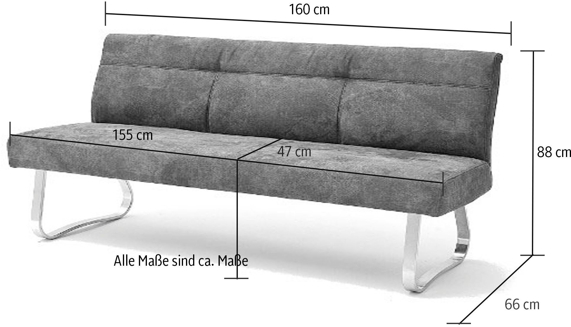 braun | braun furniture gebürstet MCA TALENA-PBANK Edelstahl Polsterbank |