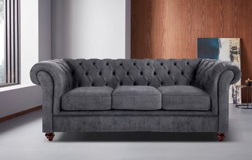 Home affaire Chesterfield-Sofa Chesterfield 3-Sitzer B/T/H: 198/89/74 cm, mit hochwertiger Knopfheftung, auch in Leder