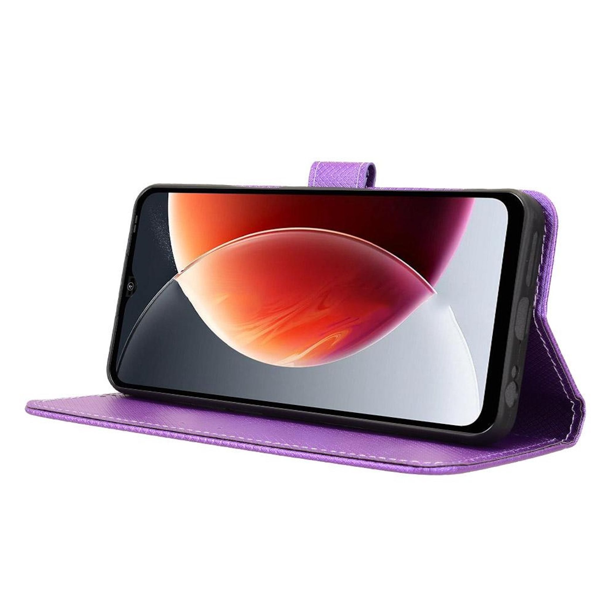 Wigento Handyhülle Klapp Kunstleder für Blackview Wave 7C Diamant Design Wallet Lila 6,56 Zoll, Kartenfach, Standfunktion – Bild 3 von 5