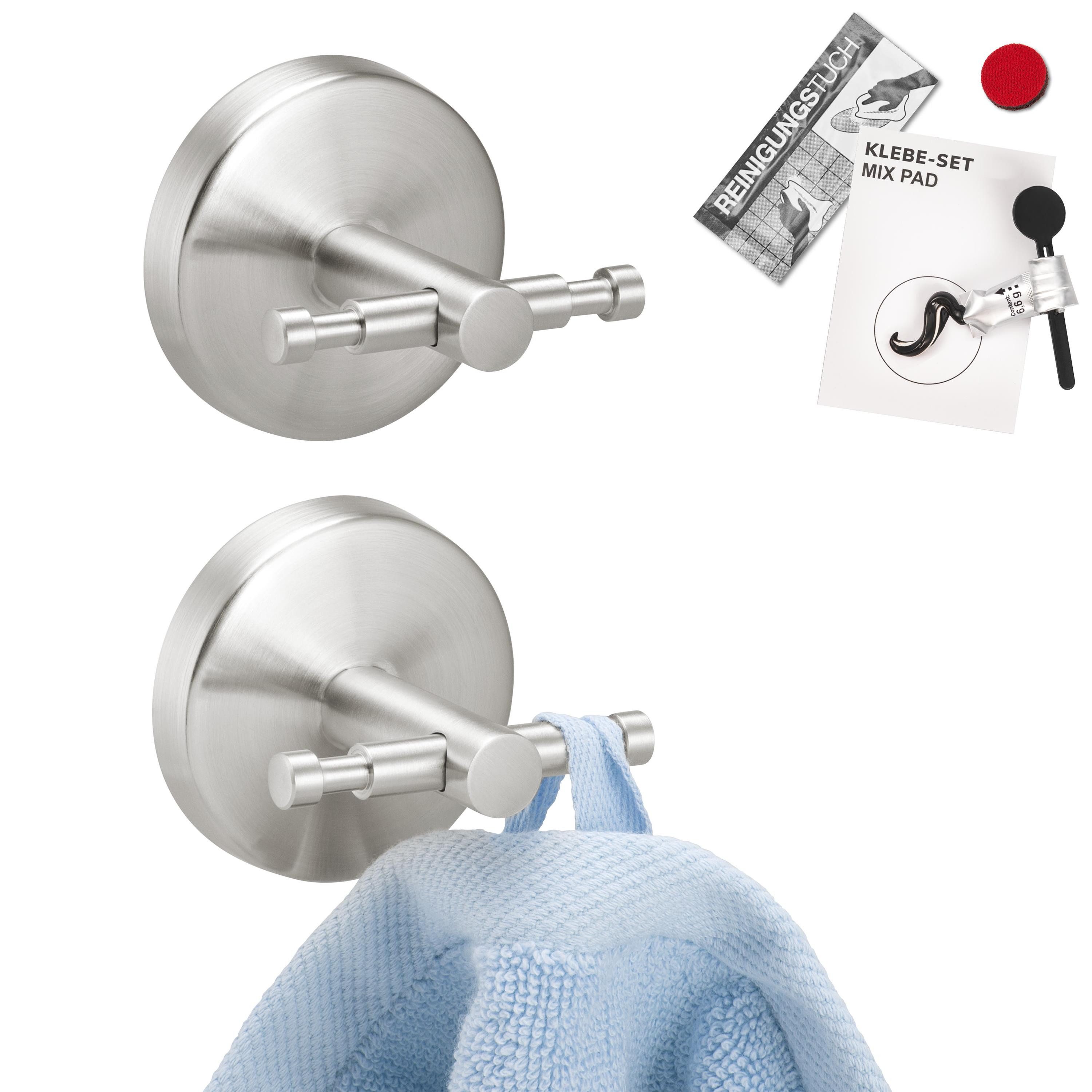 bremermann Wandhaken Bad-Serie PIAZZA - 2er Set inkl. Klebeset, aus Edelstahl, (2-St)