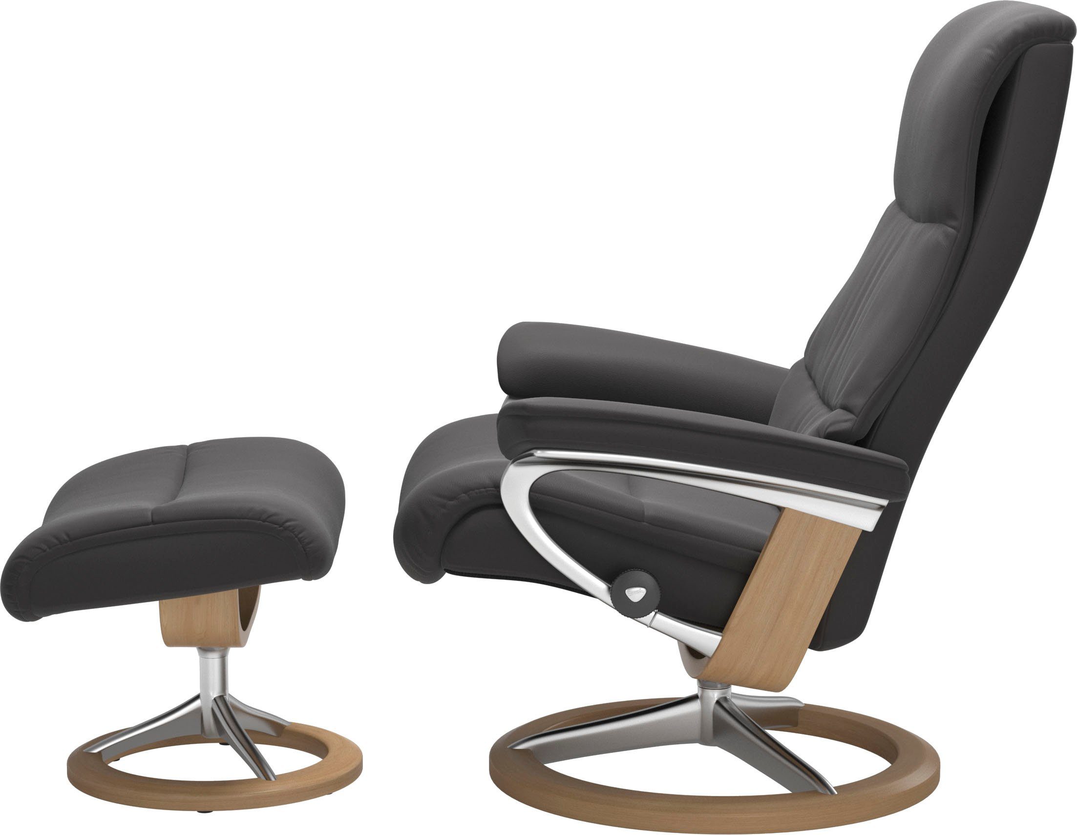 Stressless® Relaxsessel View (Set, Relaxsessel Größe Signature mit Hocker), L,Gestell Eiche mit Base