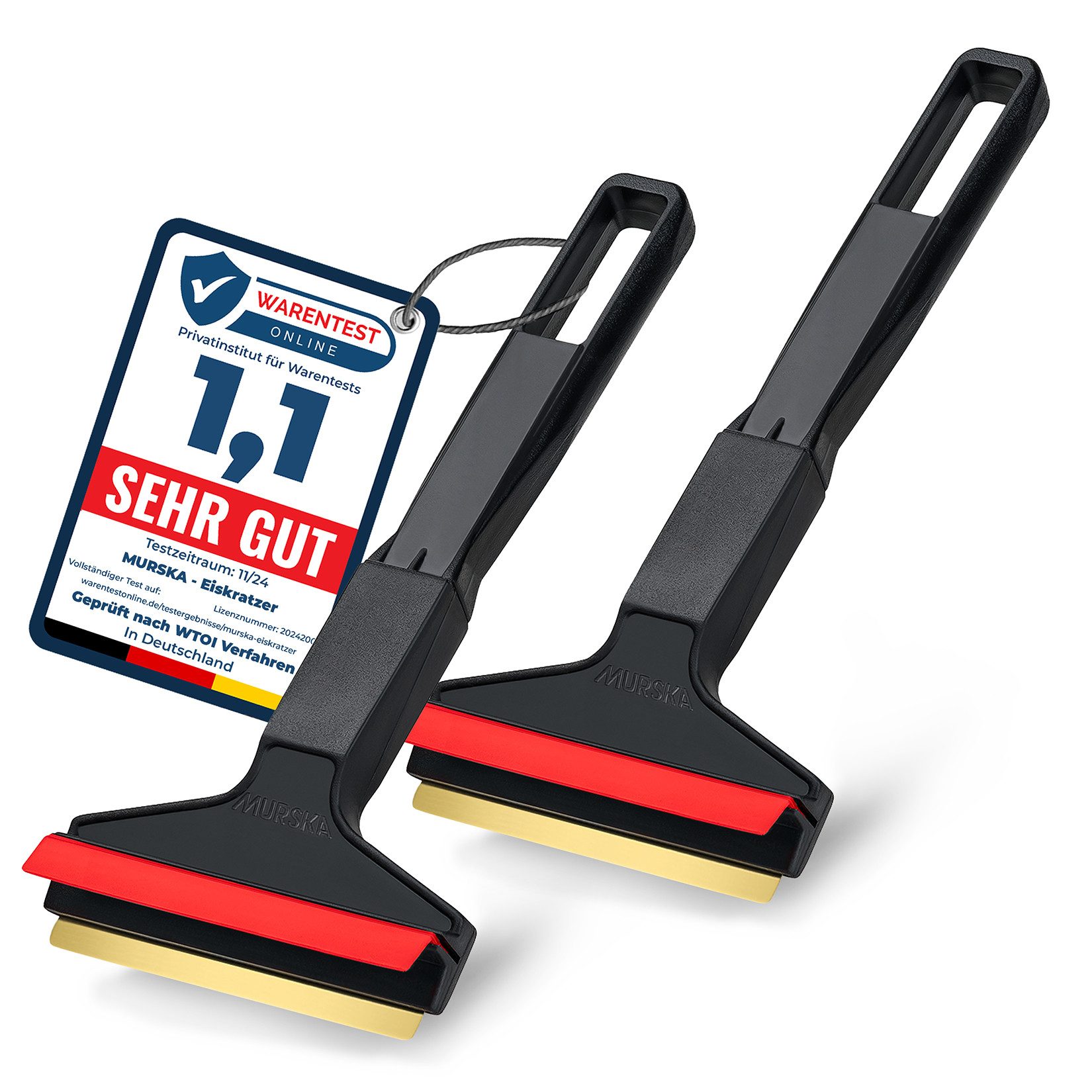 L & P Car Design Eiskratzer Auto Messing schnell & mühelos - 2x Profi Scheibenkratzer Auto aus Premium HIPS - Messingklinge & Gummilippe - Murska aus Finnland