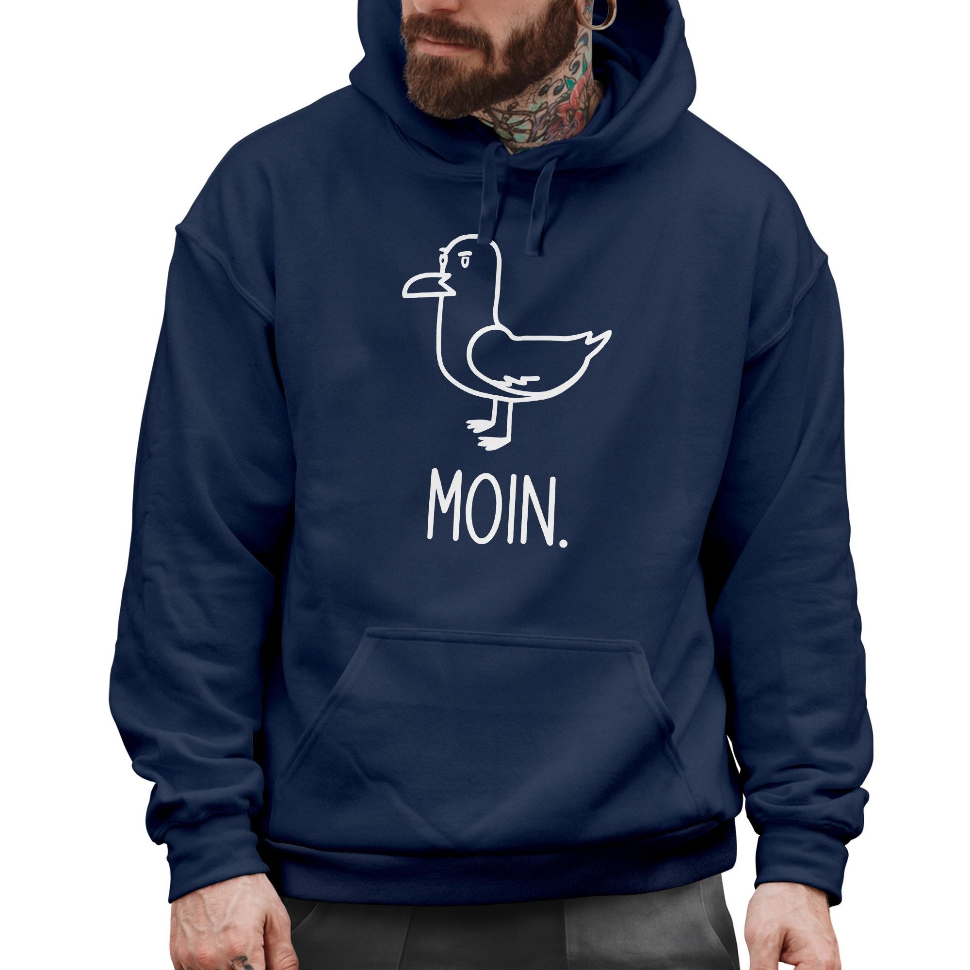 MoonWorks Hoodie Hoodie Herren Frontprint Moin Möwe Geschenk für Nordlichte günstig online kaufen