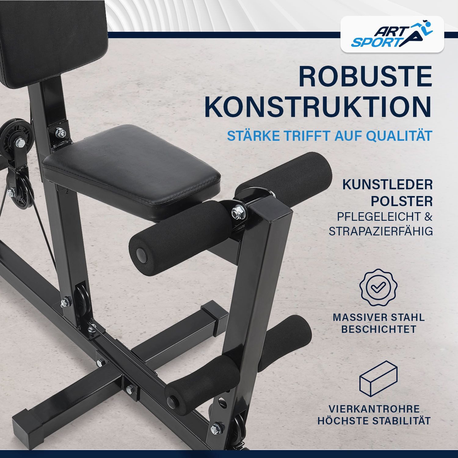 ArtSport Kraftstation ProfiGym 2000, 9 Gewichtsblöcke, insgesamt 40 kg, Butterflystange, Latzug, Bizepsseilzug und mehr