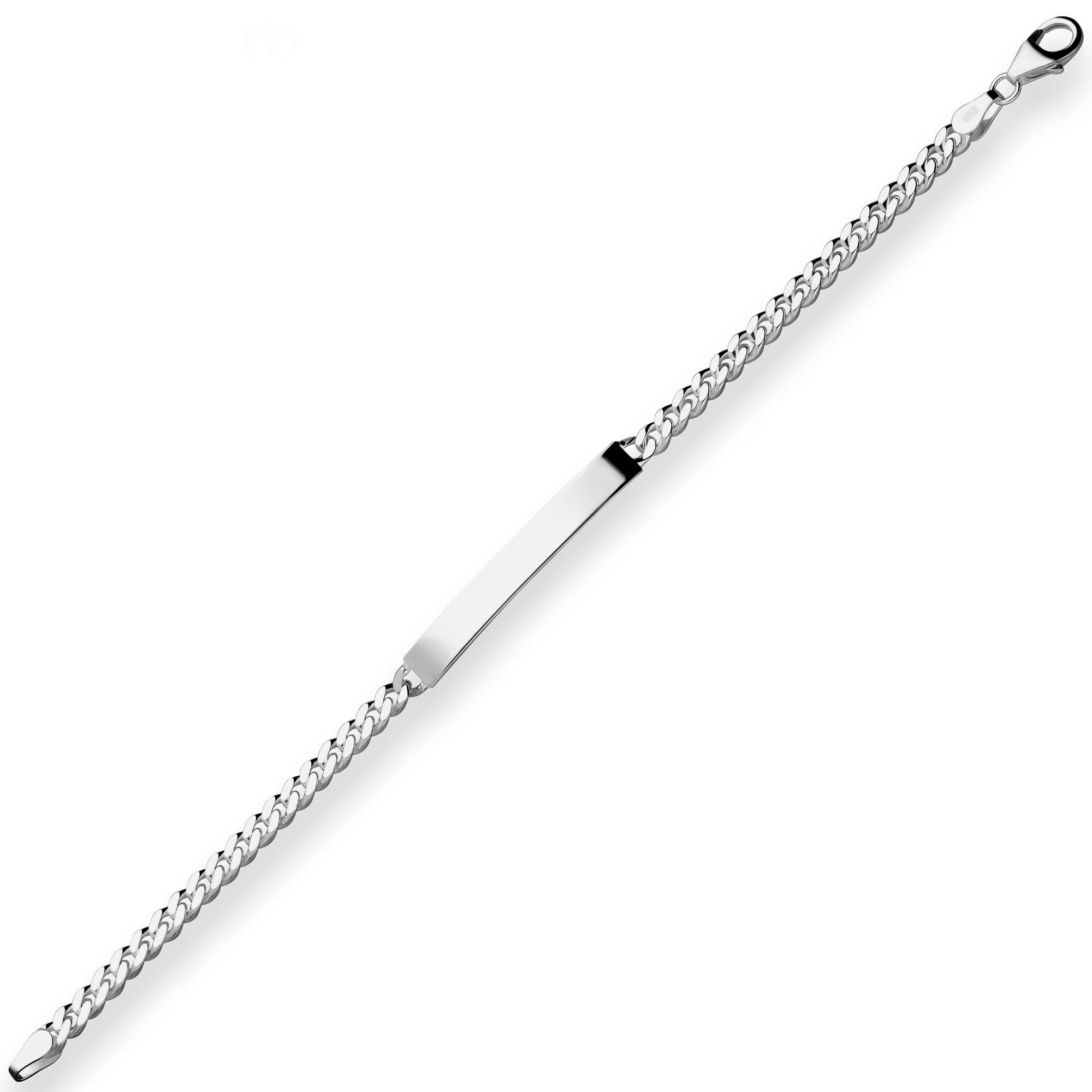 Schmuck Krone Panzerarmband 4,1mm Id-Armband Panzerkette Schildband 925 Silber rhodiniert, Silber 925
