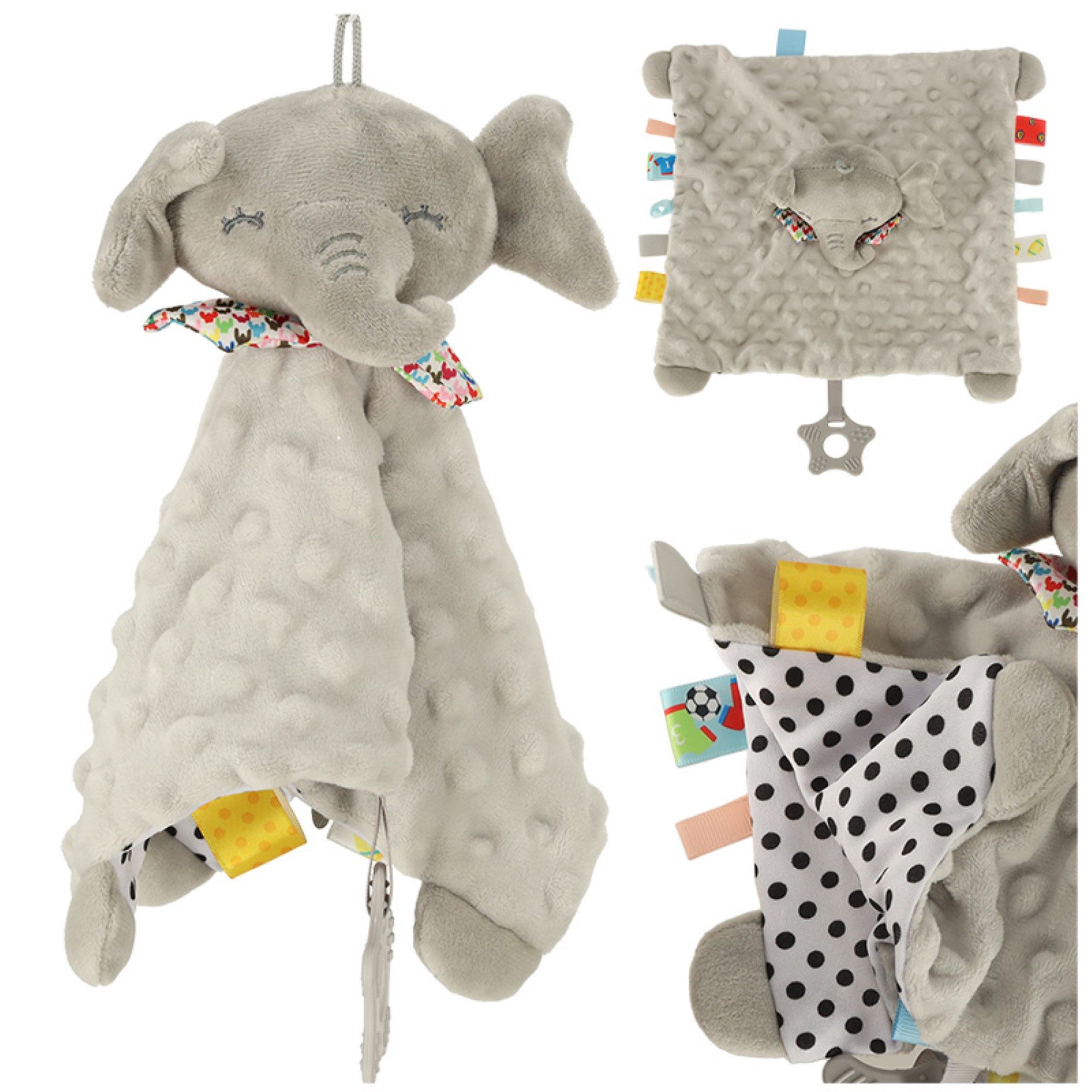 Schmusetuch BabyGlück Elefant Kuscheltuch mit Beißring und Raschelpapier