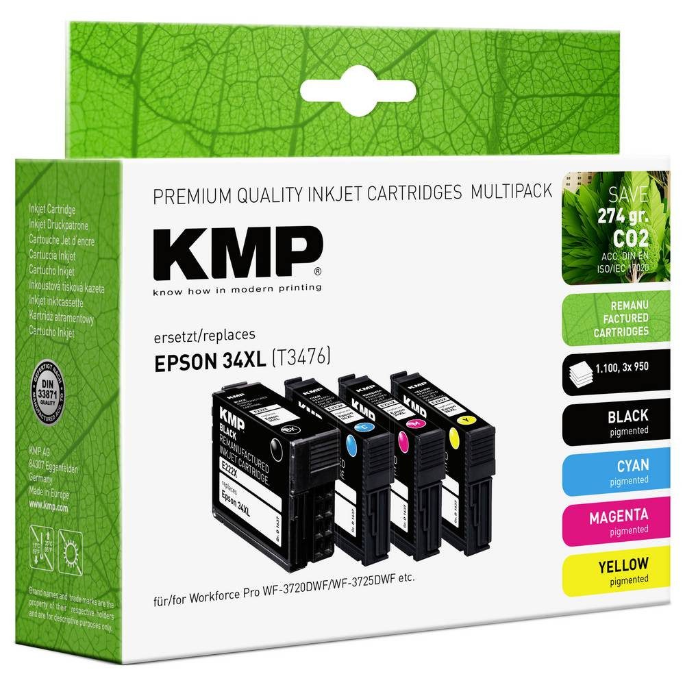 KMP Tintenpatrone für Epson Workforce Pro WF-3720, 34XL 1637,4005 Tintenpatrone