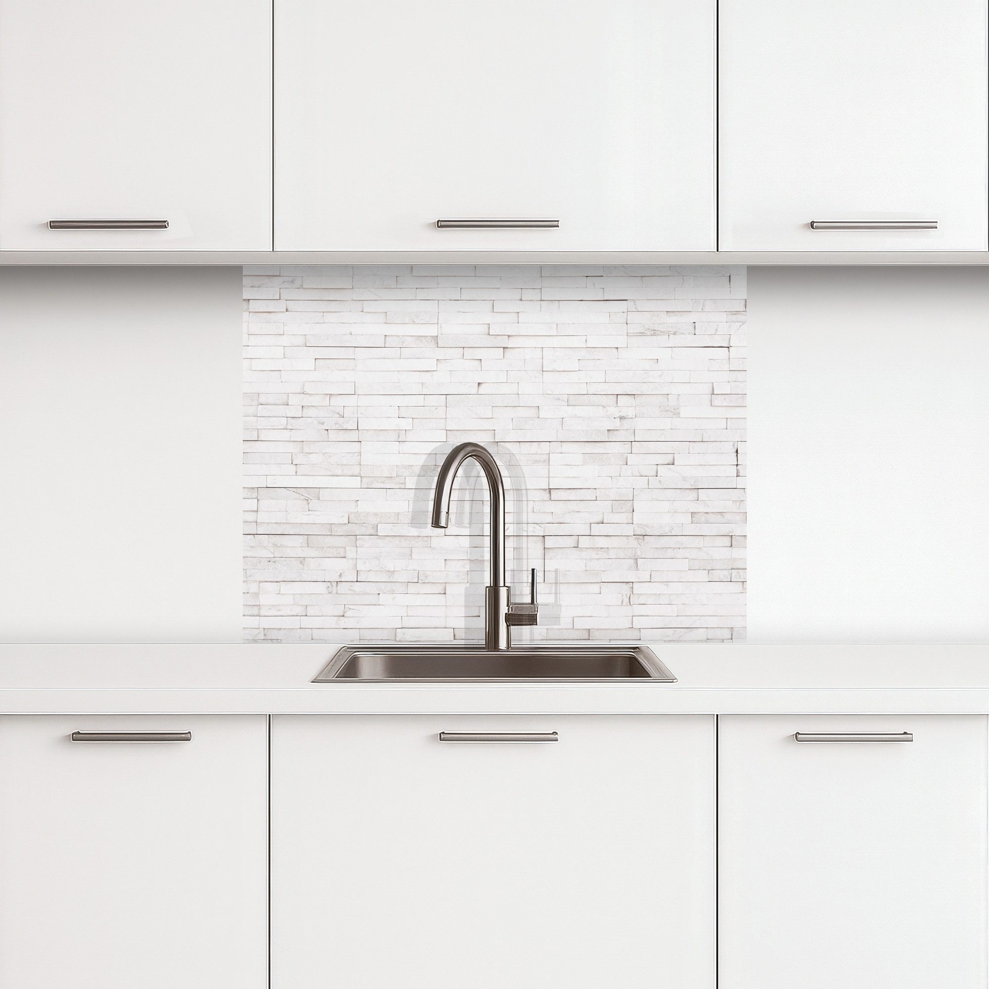 KitchenYeah Küchenrückwand selbstklebend Stein - Ziegel - Weiß - Textur, (1 günstig online kaufen