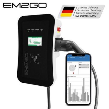 EM2GO stationär Elektroauto-Ladestation AC Wallbox 11kW 7.5m Typ 2 Kabel + LAN/WLAN/RS485 + OCPP-Backend, 11,00kW / 16A, 3 Phasen + N + PE, TYP 2 - Ladekabel 7,5m