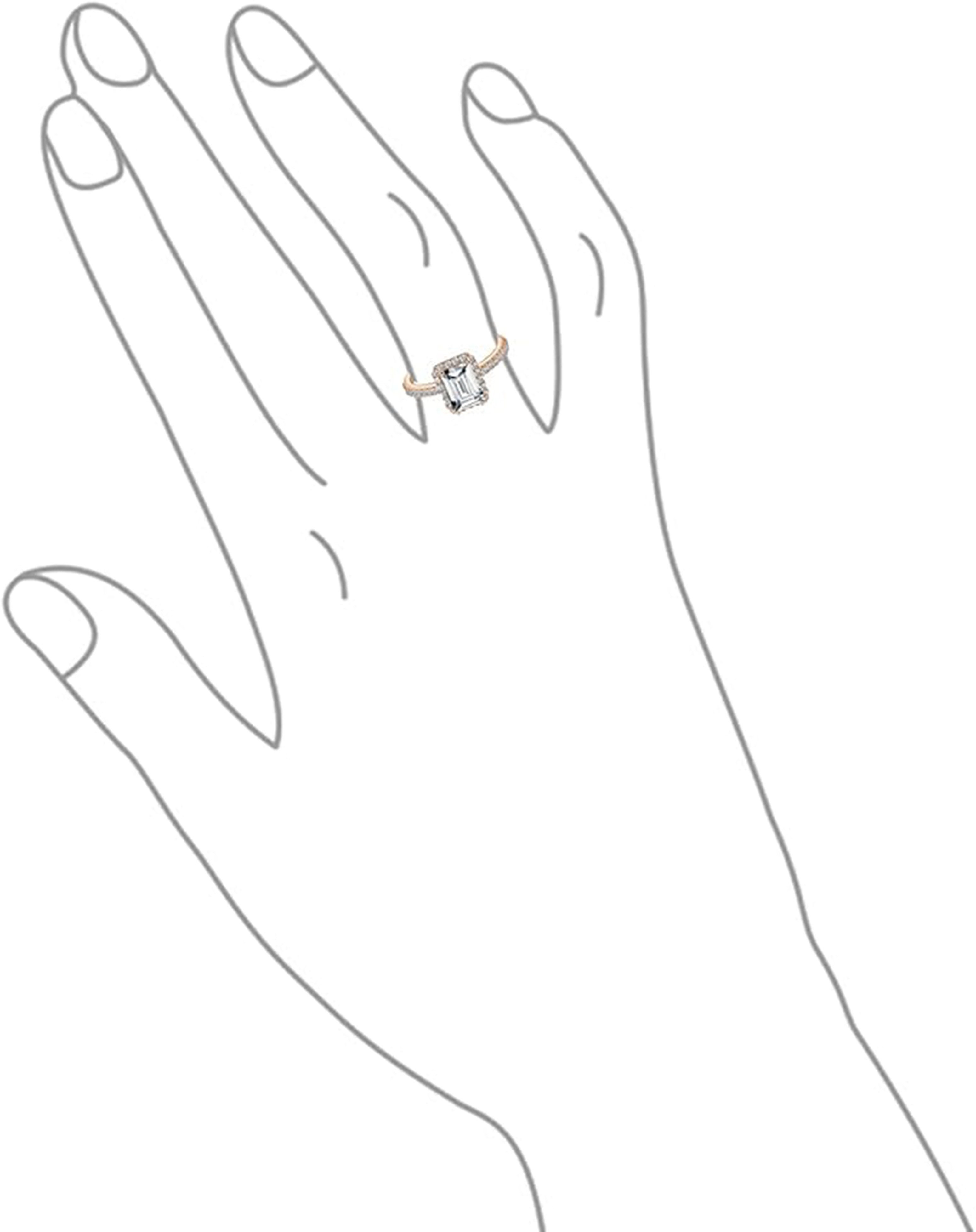 Jumpeak Verlobungsring 585 Gold, 2ct Smaragdschliff	, Labor-Diamant, Damen-Eheringset, Geschenk für Ihre Liebsten/Jubiläum/Weihnachten, Luxusschmuck mit IGI