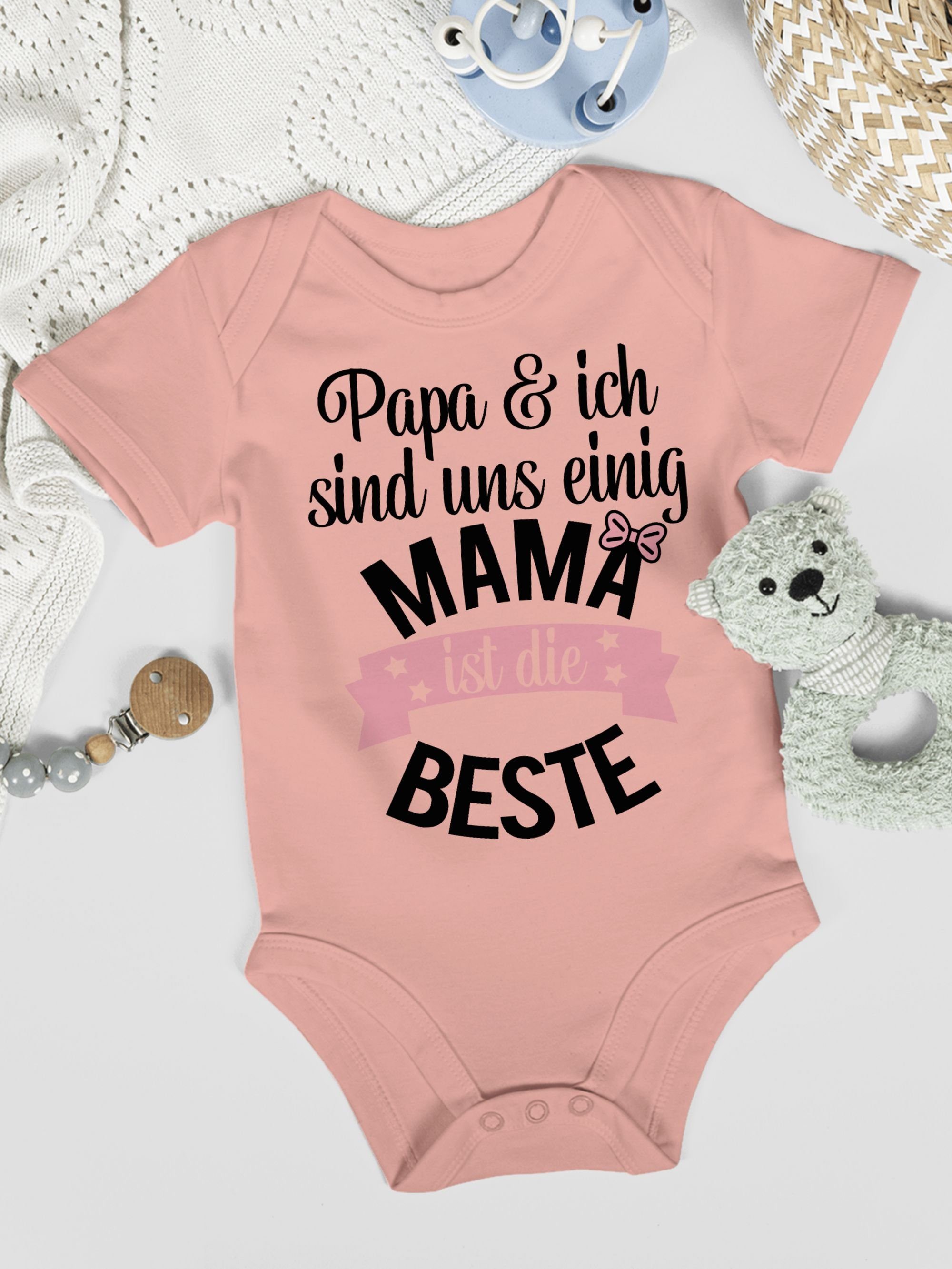 Shirtracer Shirtbody Mama ist Beste die Babyrosa Muttertagsgeschenk (1-tlg) 3