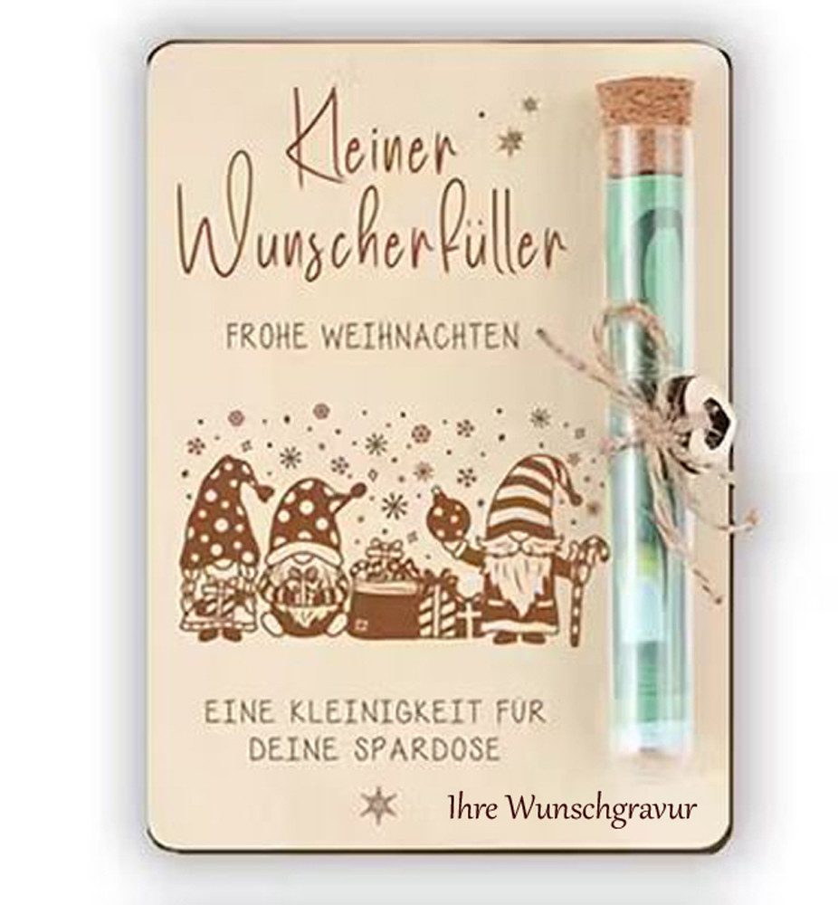 Trollingshop Weihnachtskarte "kleiner Wunscherfüller" verschiedene Motive, mit persönlicher Gravur, inklusive Lasergravur Ihrer persönlichen Wunschgravur