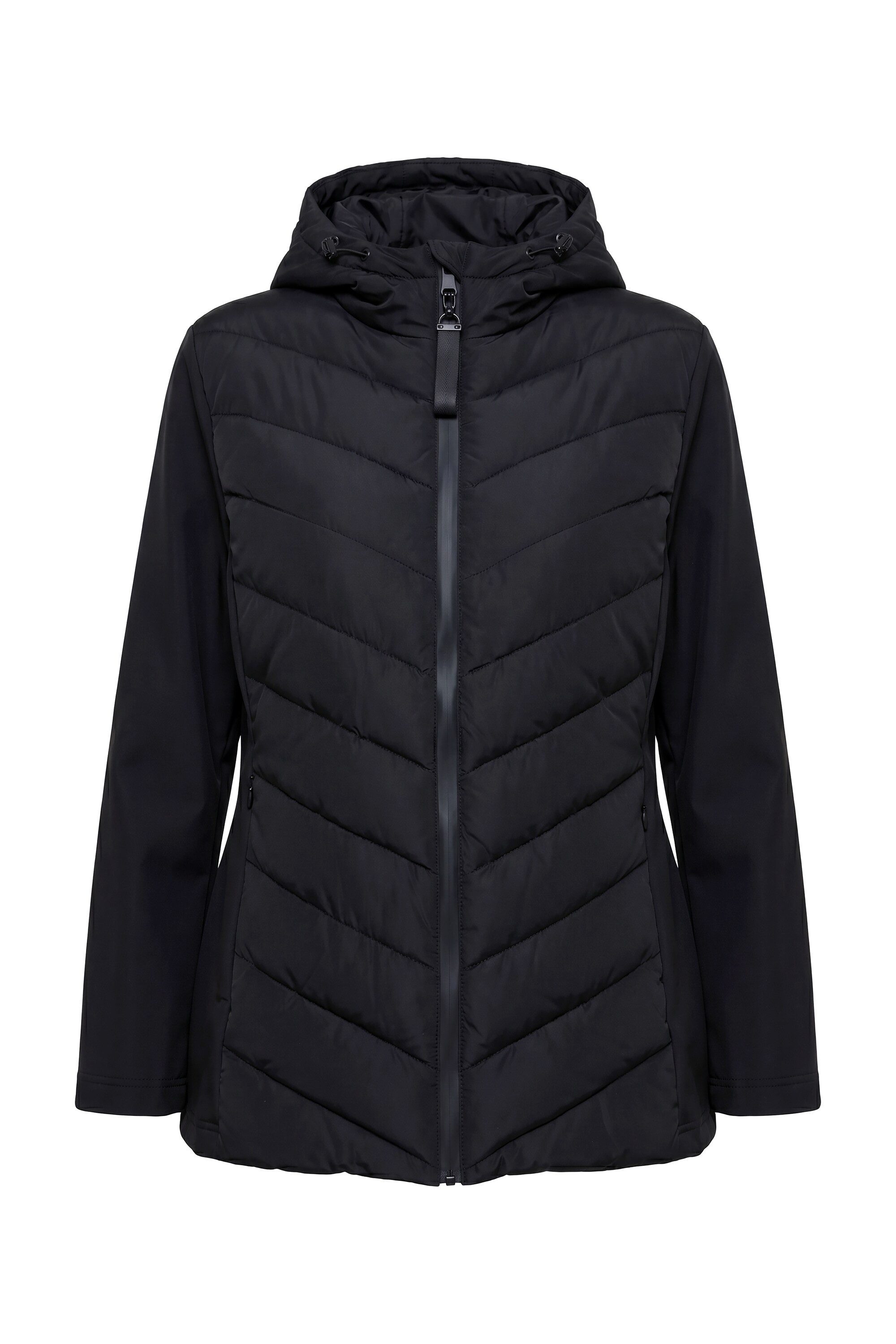 Ulla Popken Funktionsjacke HYPRAR Hybrid-Jacke Materialmix Stehkragen Kapuze