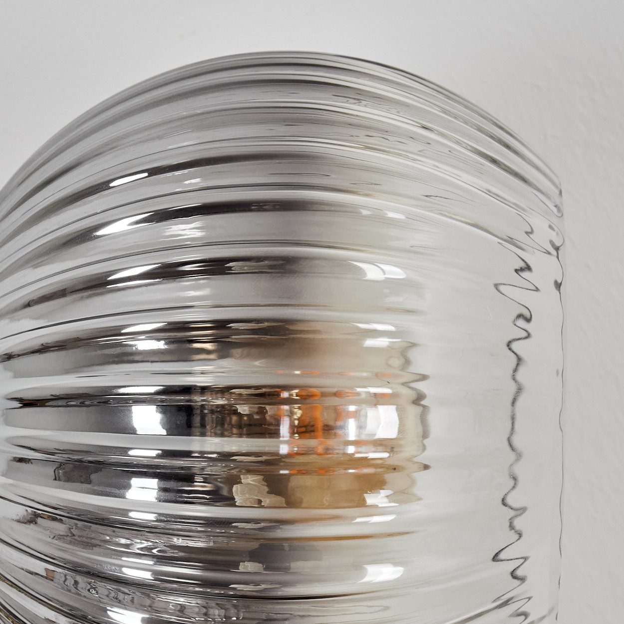 hofstein Wandleuchte Wandlampe aus Metall/Riffelglas in Schwarz/Gold-/Rauchfarben/Klar, moderne Wandleuchte im Retro/Vintage-Design (Schirme 15 cm), E14