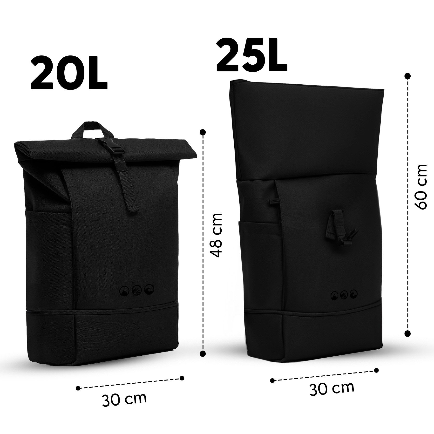 SONS OF ALOHA Rucksack XL Rolltop Rucksack Sporttasche 15 Zoll Reflective mit Schuhfach 25l, XL Tagesrucksack Laptopfach aus recyceltem Plastik, Sport-Tasche